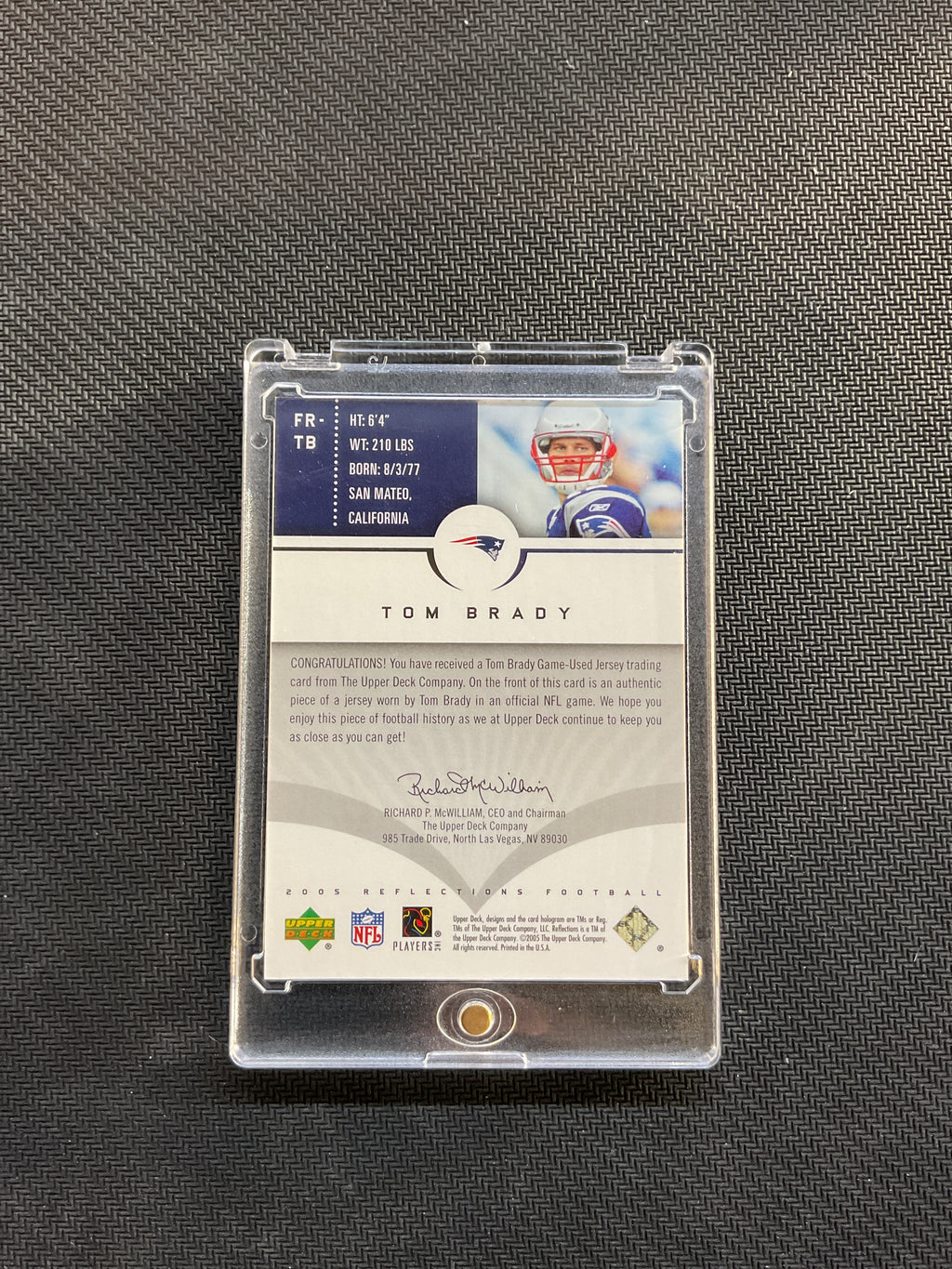 2005 Upper Deck Reflections Tom Brady Reflections Fabric