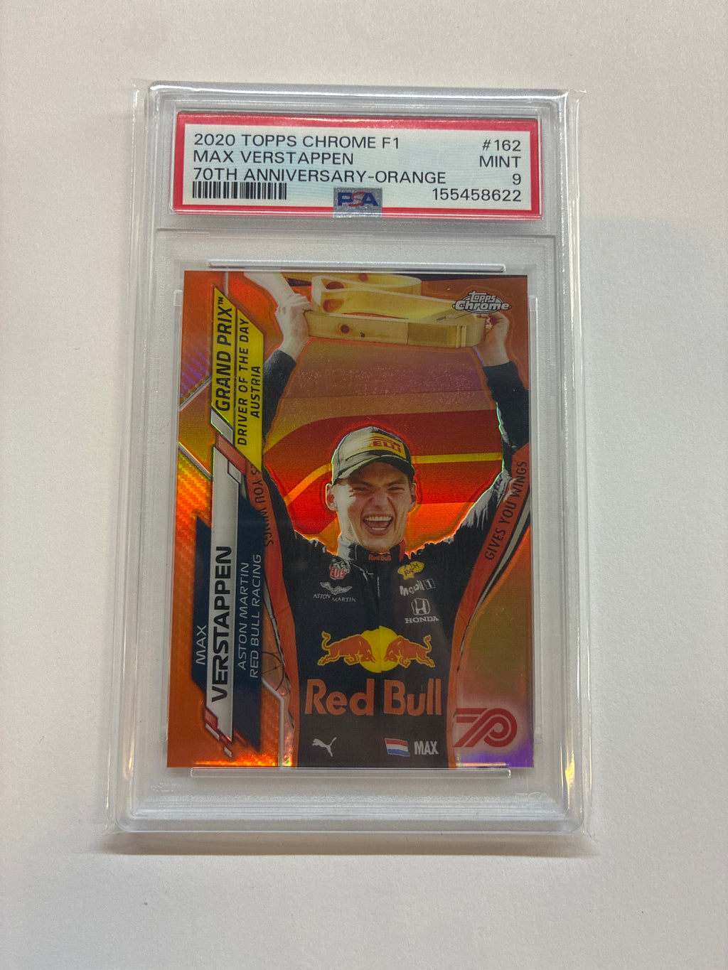 2020 Topps Chrome F1 Max Verstappen 70th Anniversary Orange Refractor