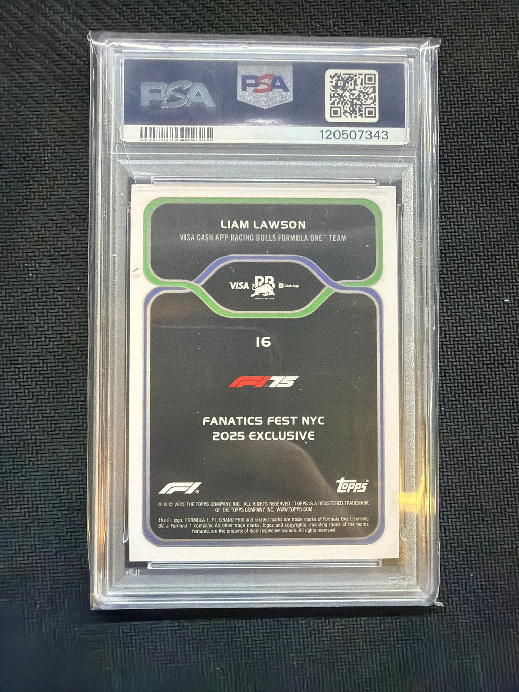 2025 Topps F1 Fanatics Fest Liam Lawson Rookie #16 PSA 10