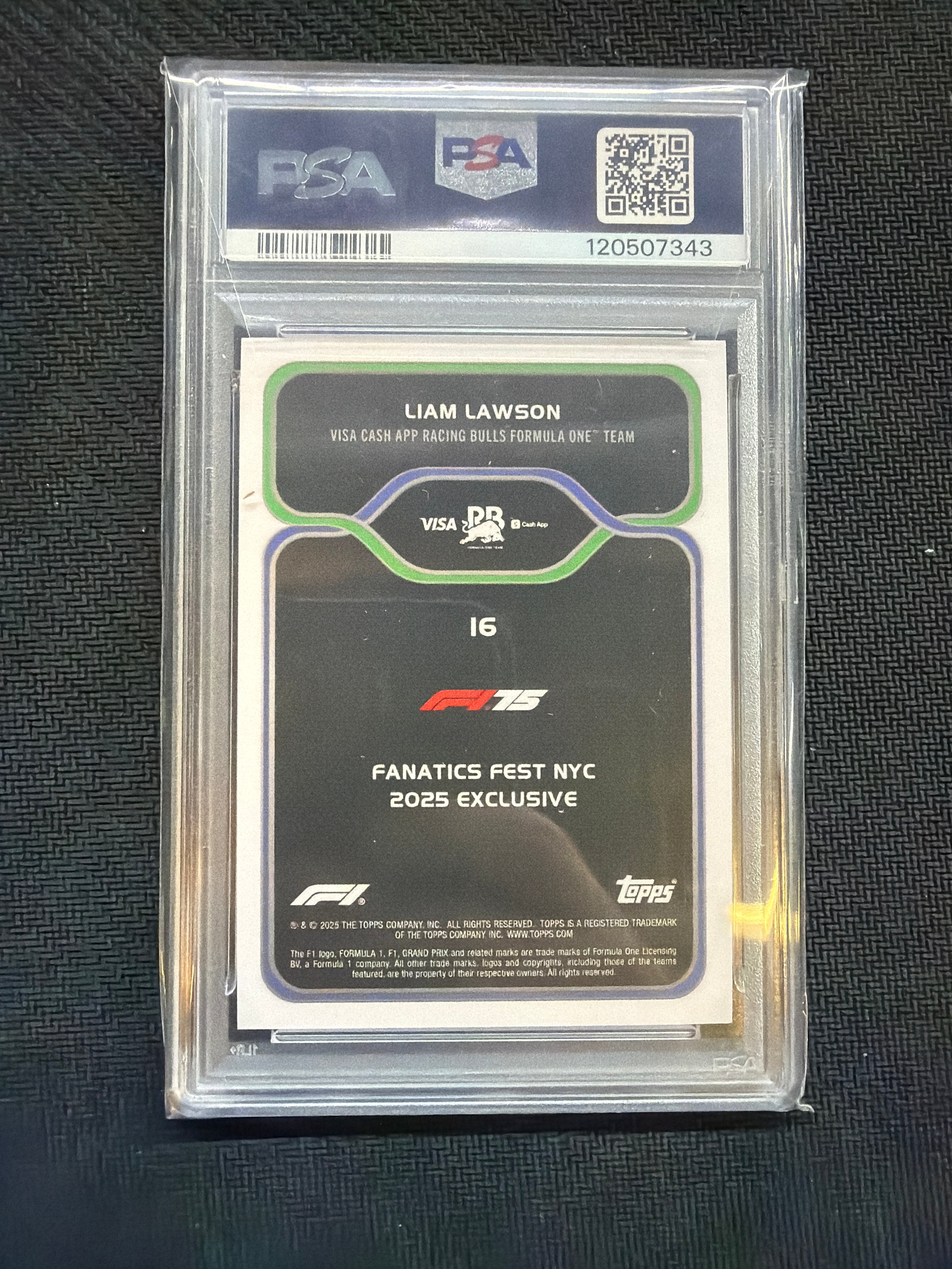 2025 Topps F1 Fanatics Fest Liam Lawson Rookie #16 PSA 10