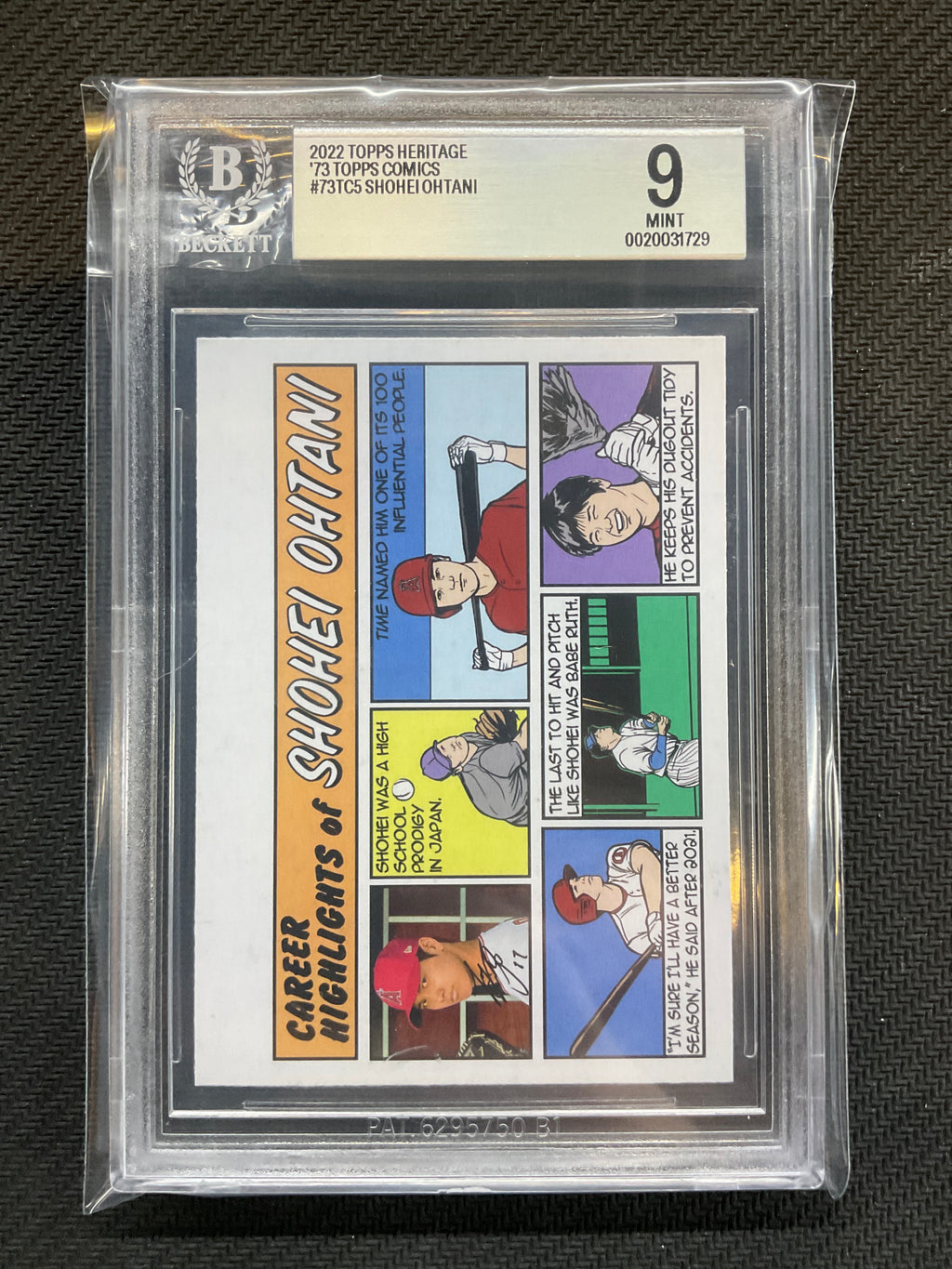 2022 Topps Heritage Shohei Ohtani Comics BGS 9 Angels