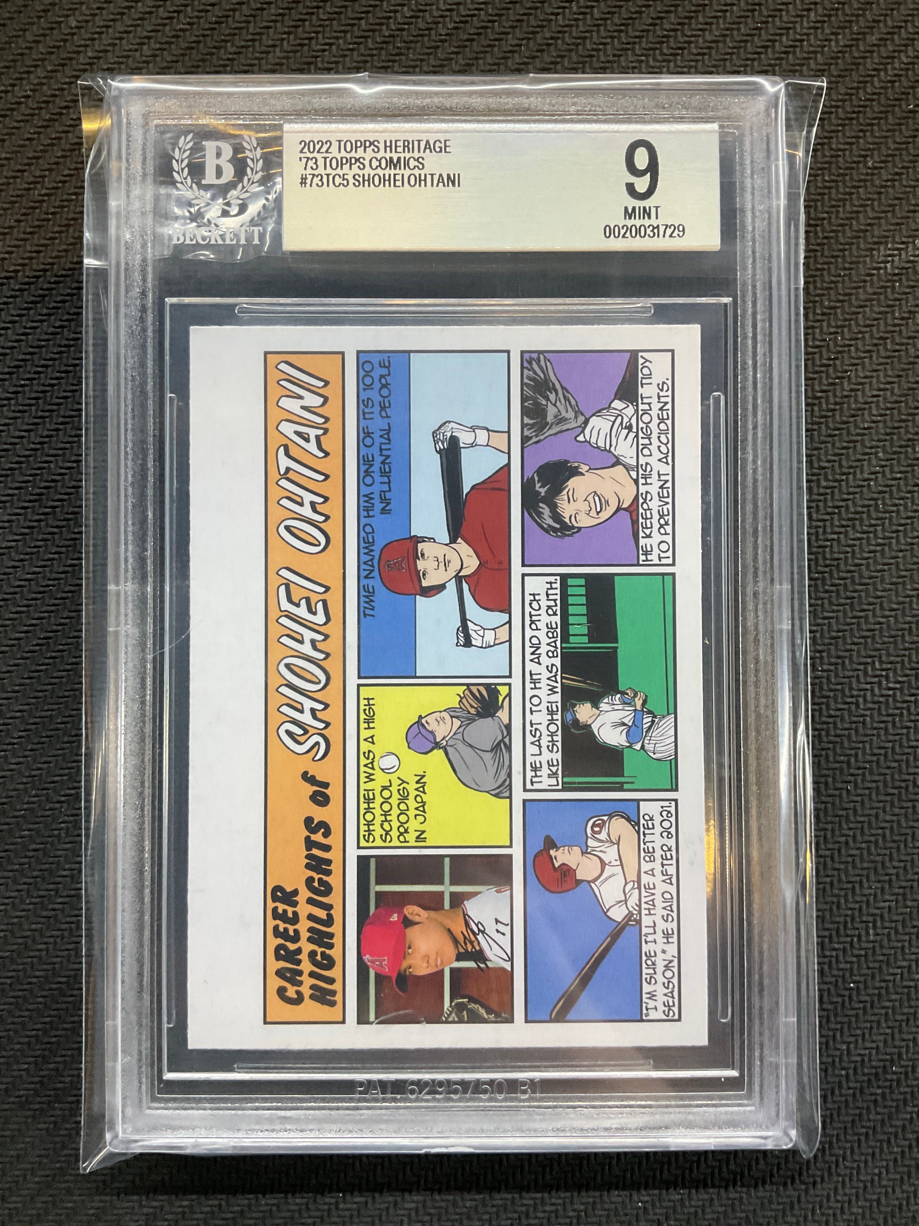 2022 Topps Heritage Shohei Ohtani Comics BGS 9 Angels