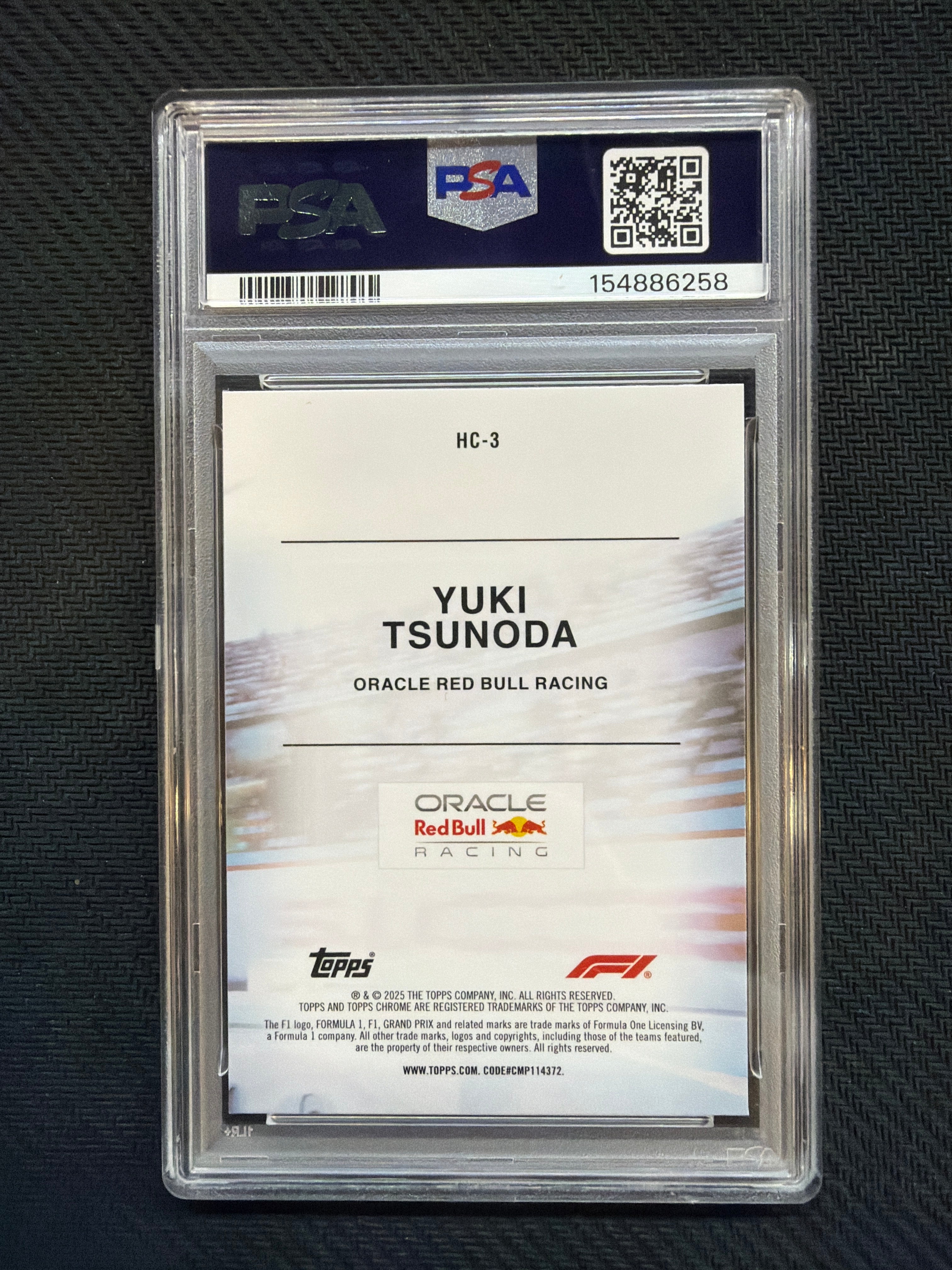 2025 Topps Chrome F1 Yuki Tsunoda Helmet Collection PSA 9