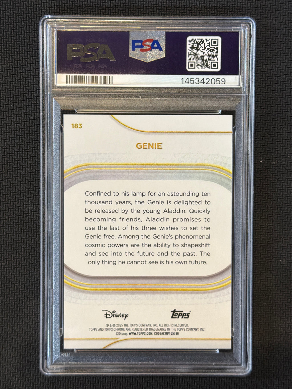 2025 Topps Chrome Disney Genie Purple Wave /75 PSA 8