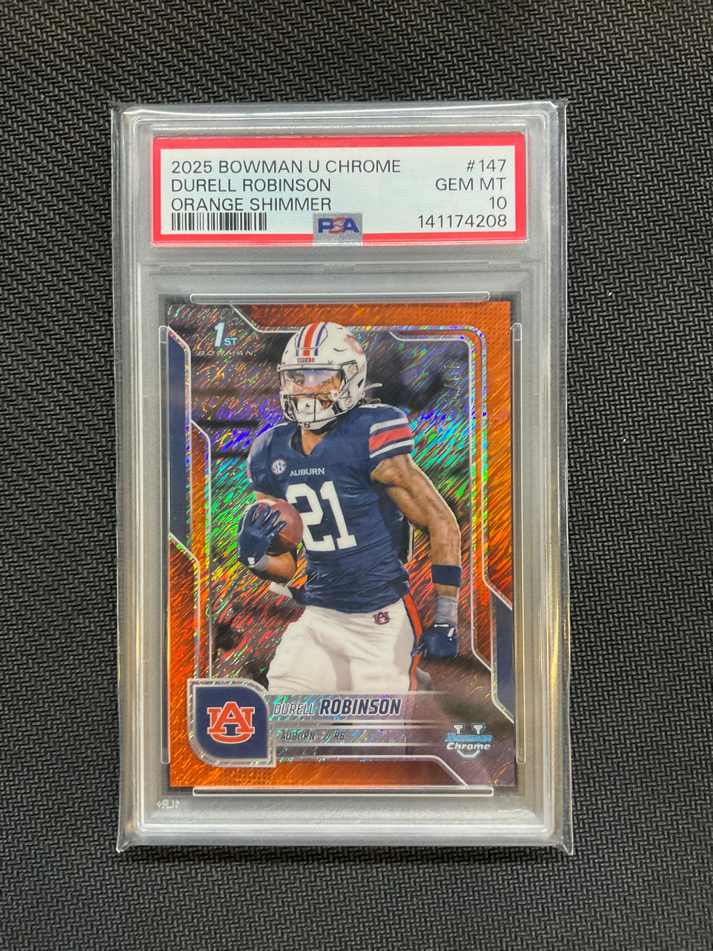 2025 Bowman U Durell Robinson Orange Shimmer /25 PSA 10 Auburn