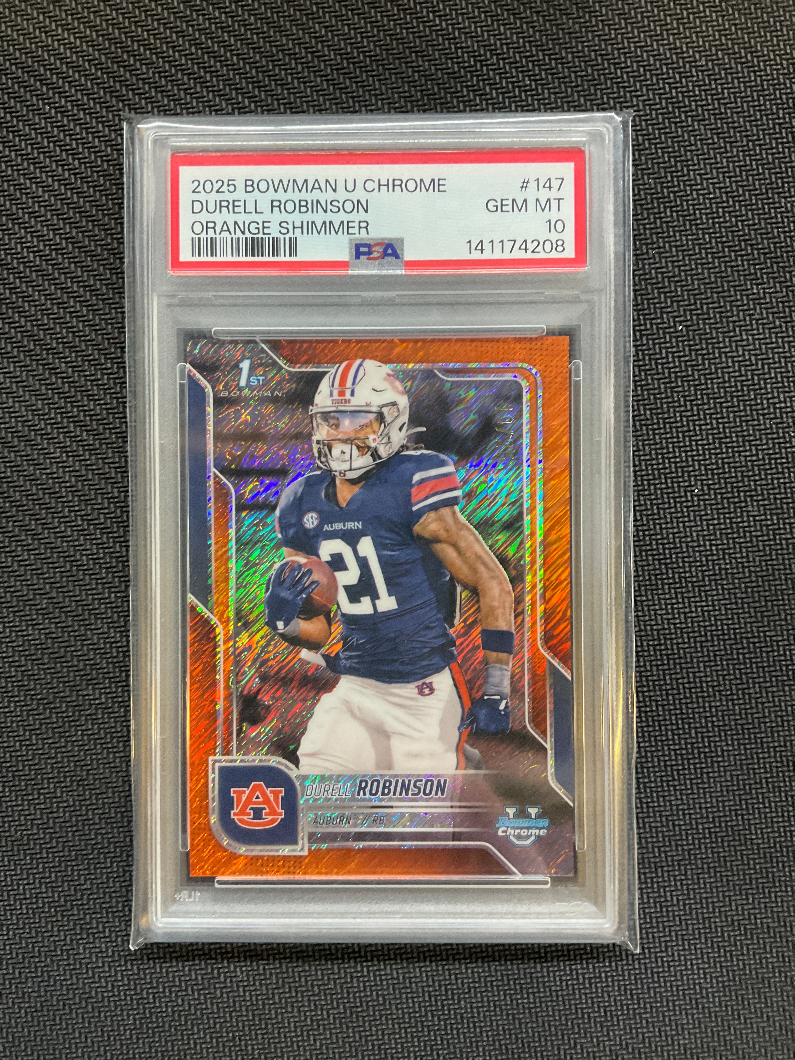 2025 Bowman U Durell Robinson Orange Shimmer /25 PSA 10 Auburn
