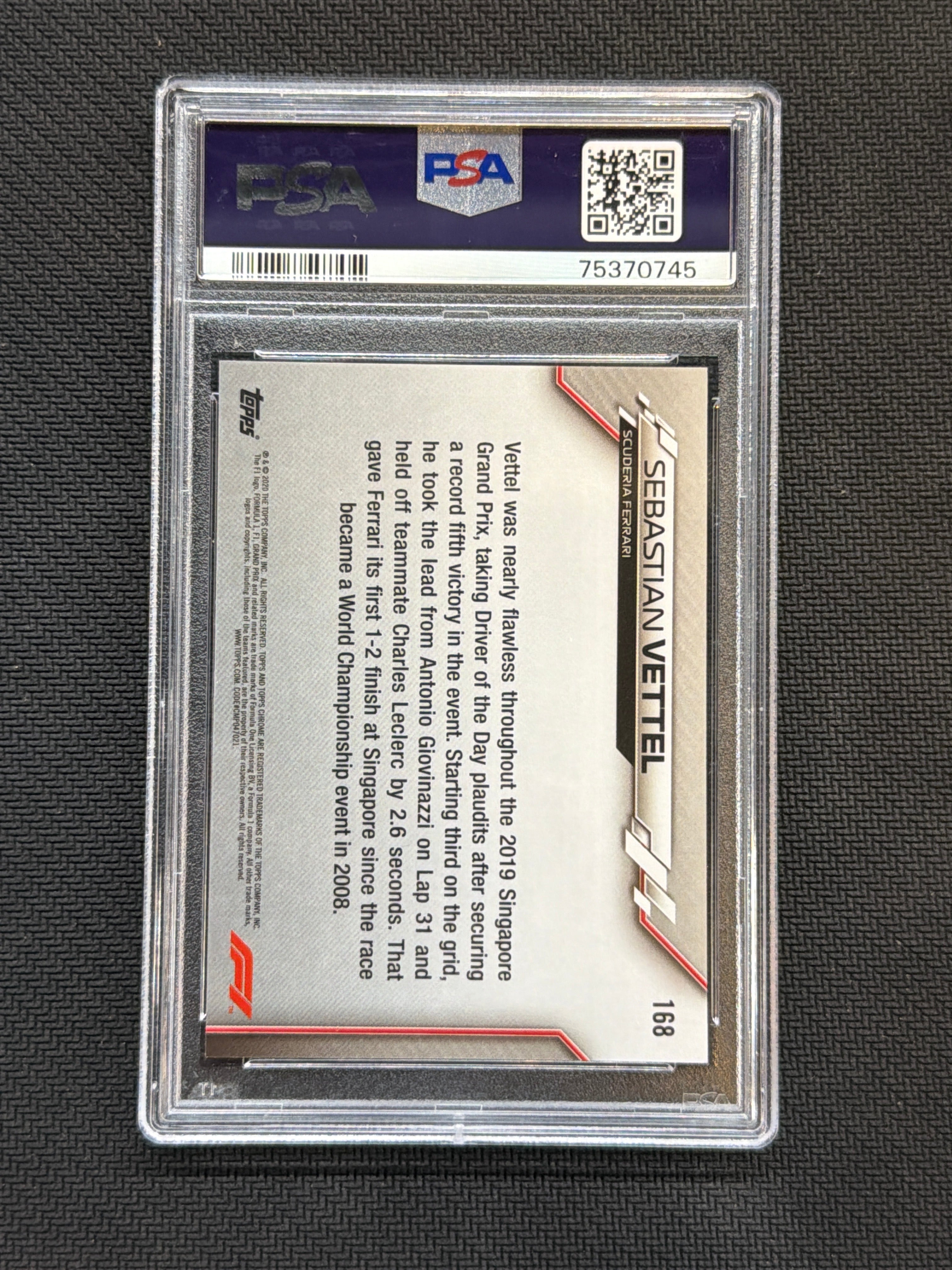 2020 Topps Chorme F1 Sapphire Sebastian Vettell Sapphire #168 PSA 9