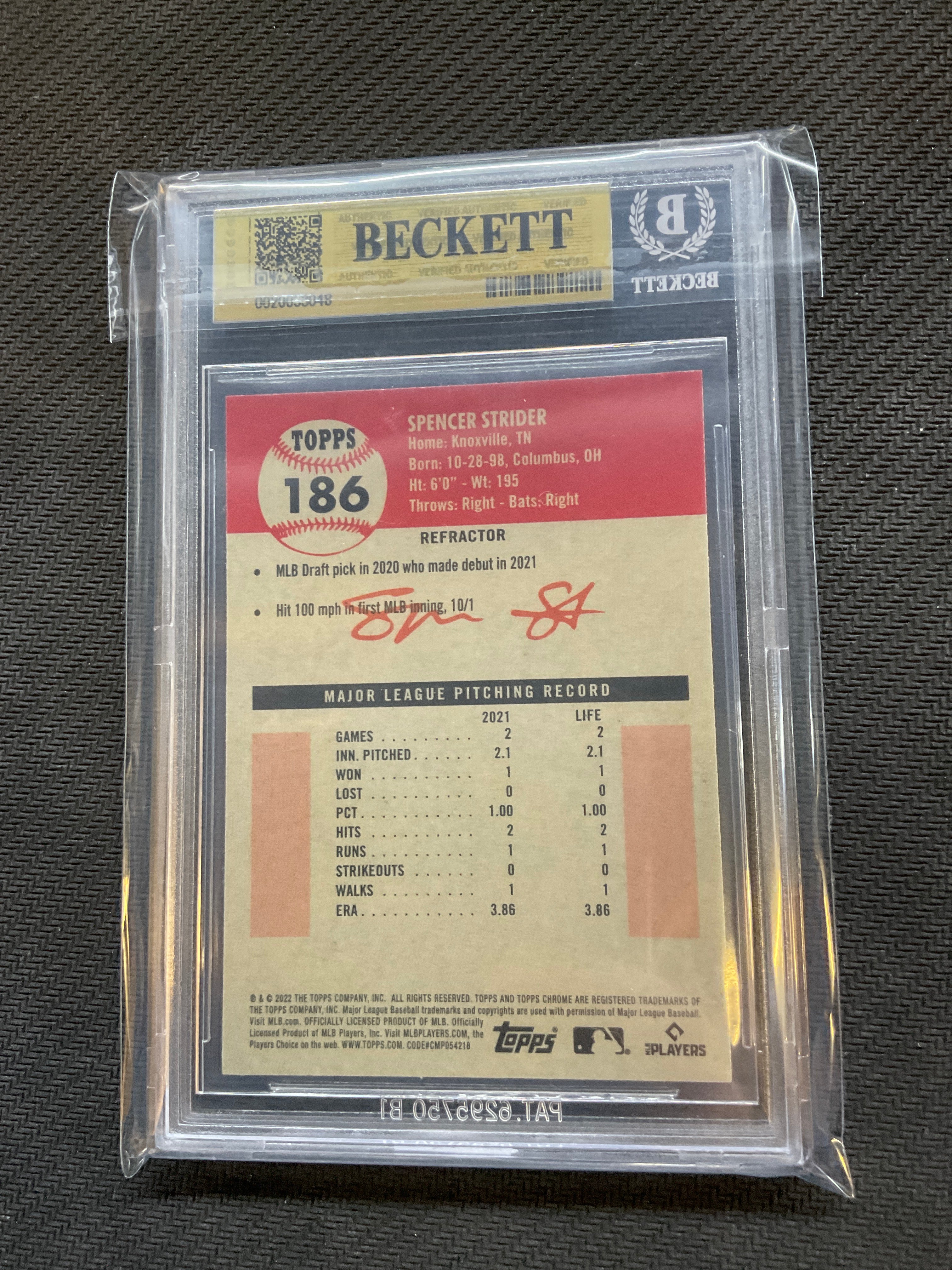 2023 Topps Chrome Platinum Spencer Strider Rookie Refractor BGS 9.5 Braves