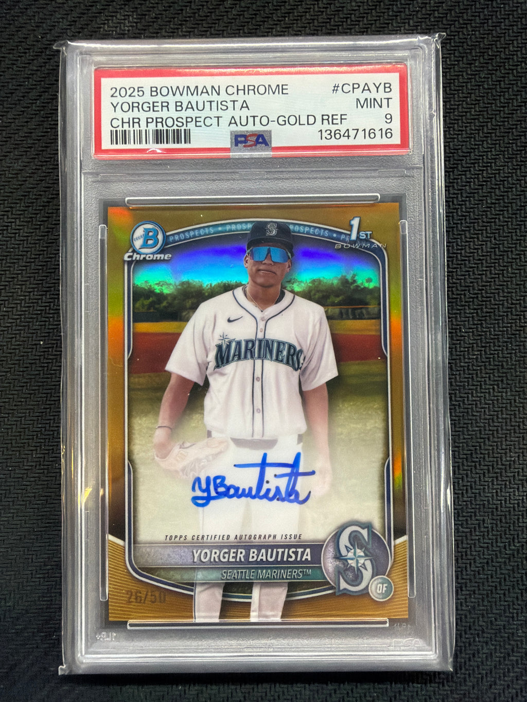 2025 Bowman Chrome Yorger Bautista Gold Auto /50 PSA 9