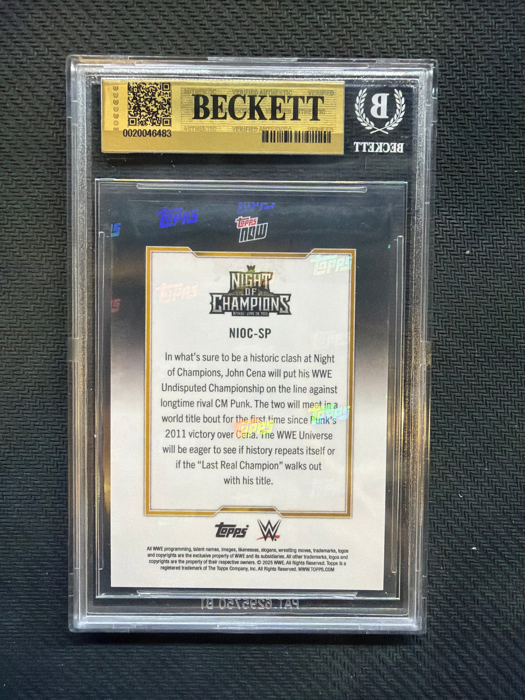 2025 Topps Now WWE Night Of Champions John Cena Rainbow Foil BGS 9.5