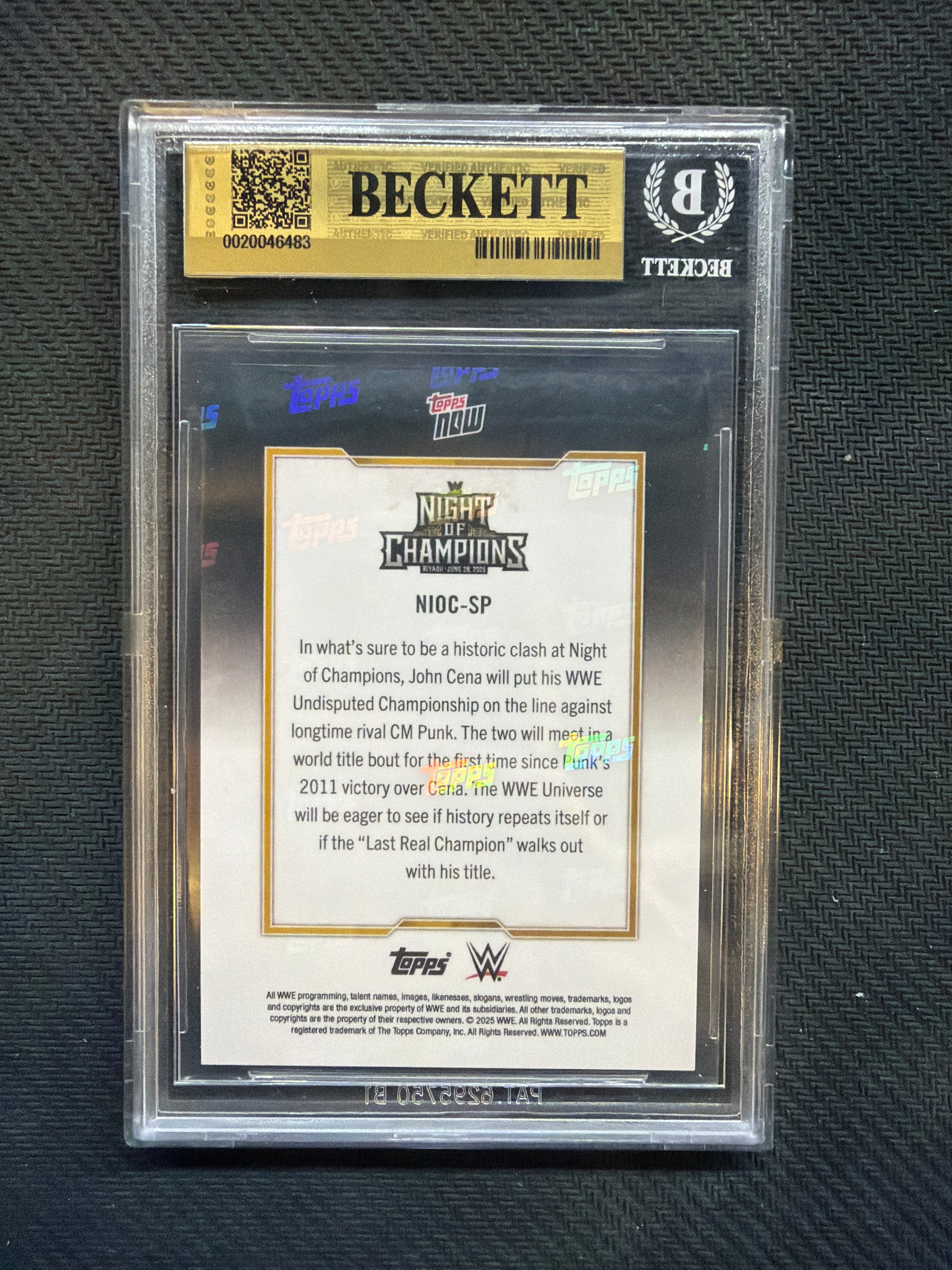 2025 Topps Now WWE Night Of Champions John Cena Rainbow Foil BGS 9.5