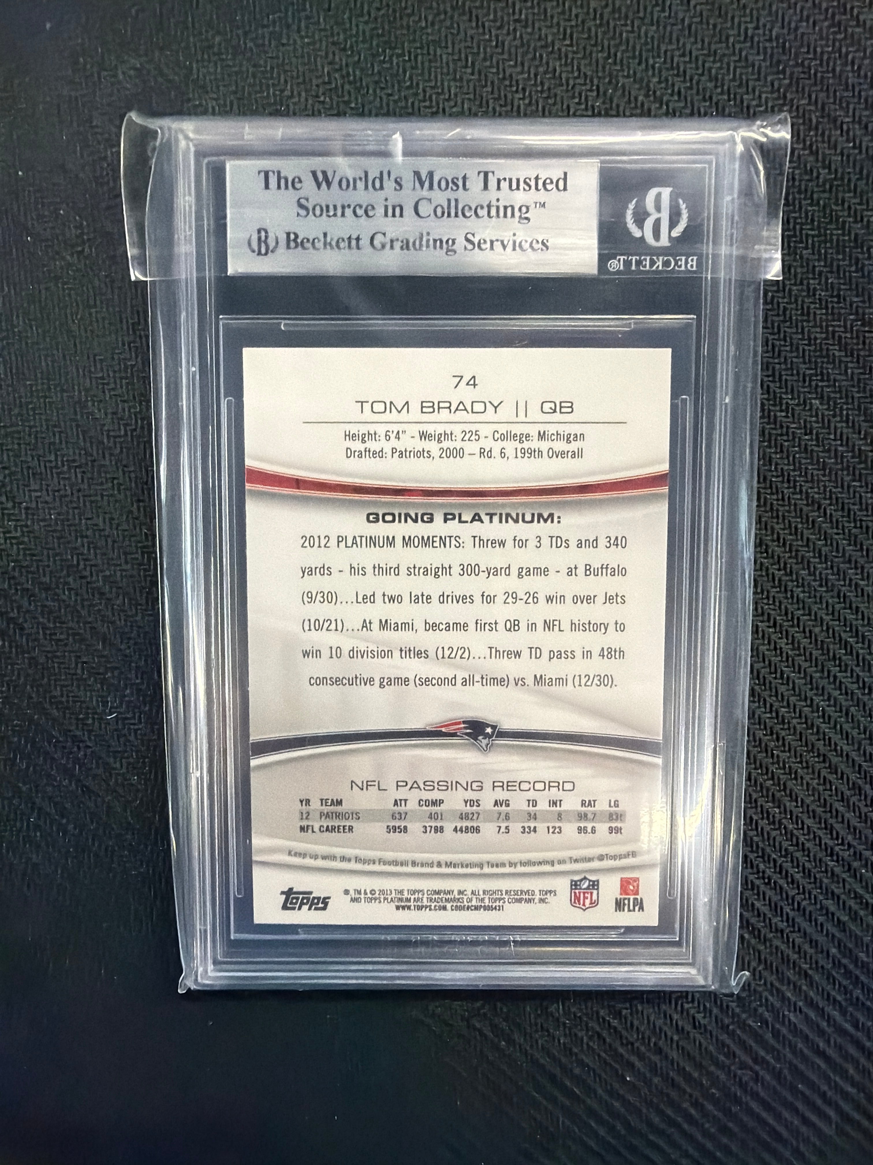 2013 Topps Platinum Tom Brady BGS 8.5