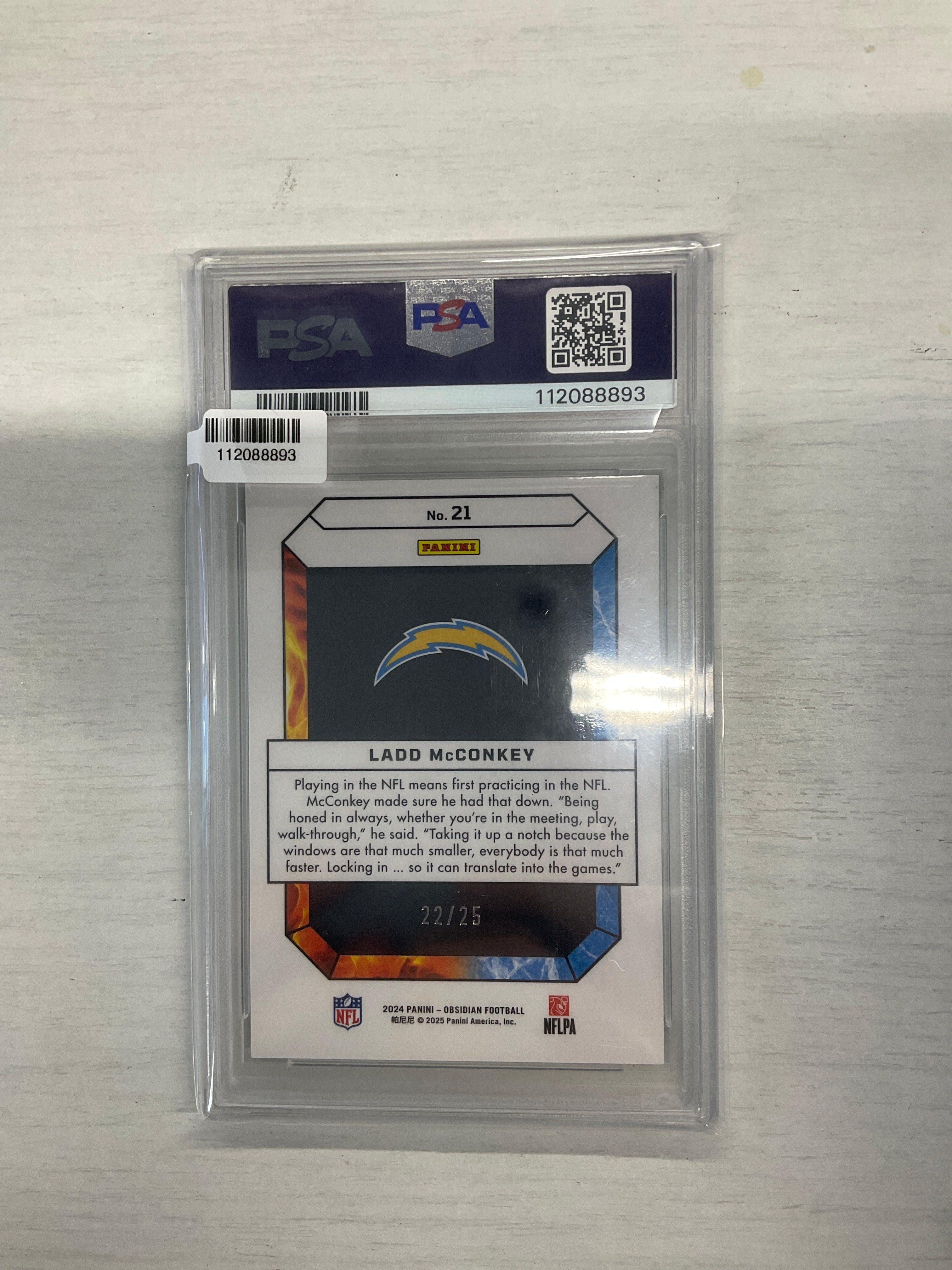 2024 Obsidian Ladd Mcconkey Fire And Ice Blue /25 PSA 8