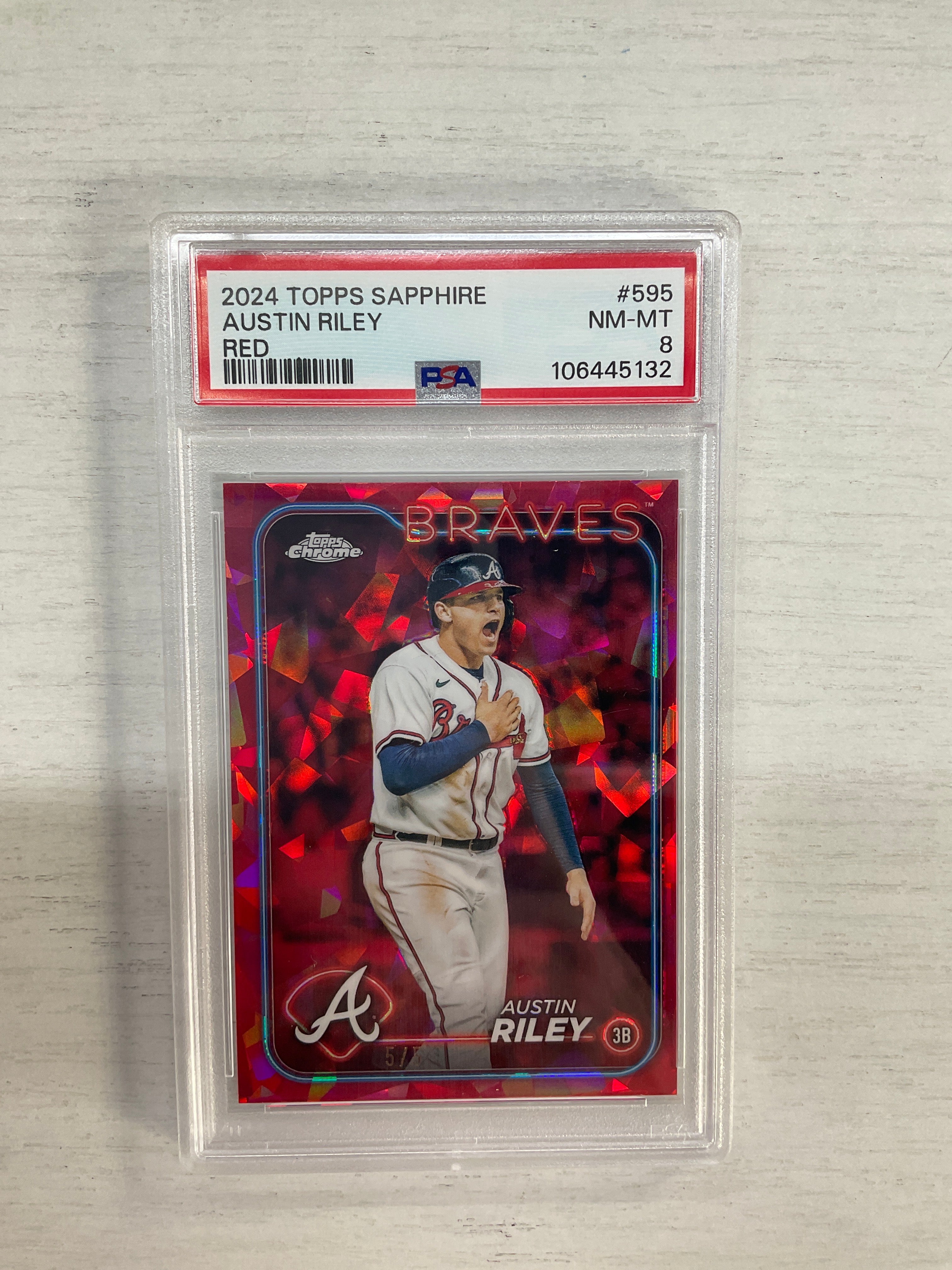 2024 Topps Chrome Sapphire Austin Riley Red /5 PSA 8