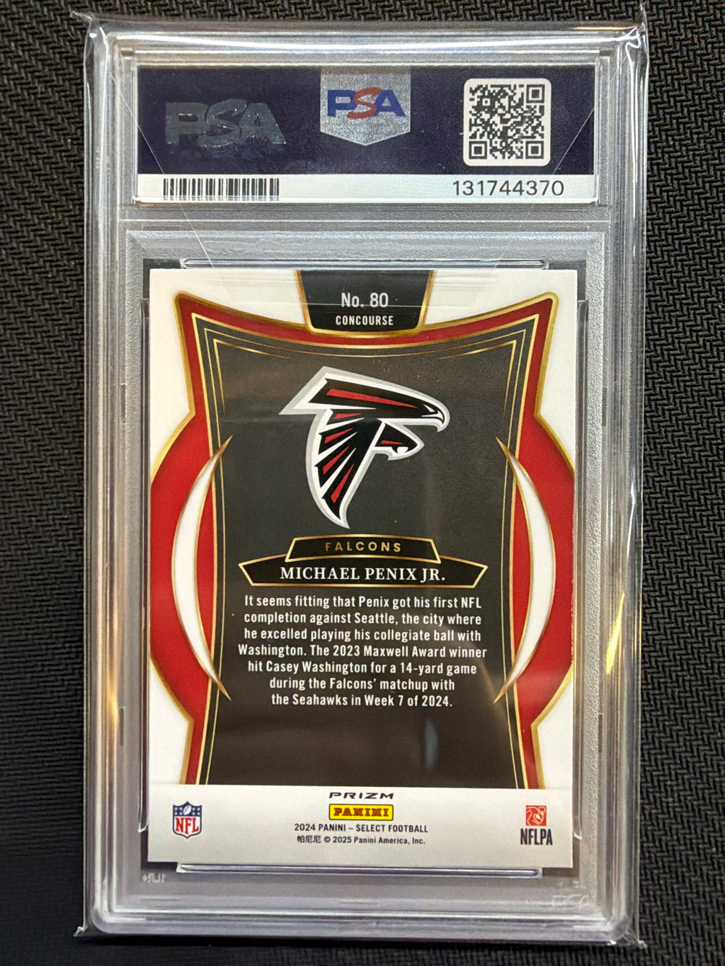 2024 Select Michael Penix Jr. Black Orange Shock PSA 9 Rookie 370