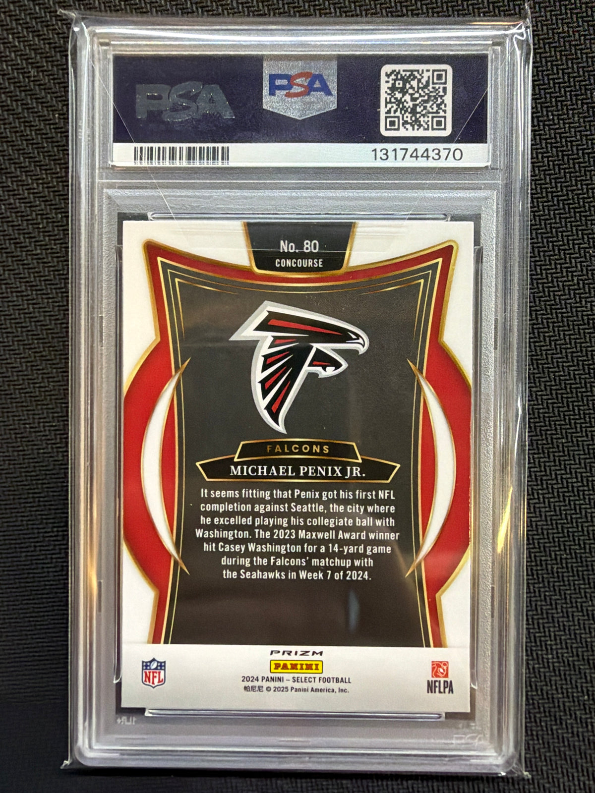 2024 Select Michael Penix Jr. Black Orange Shock PSA 9 Rookie 370