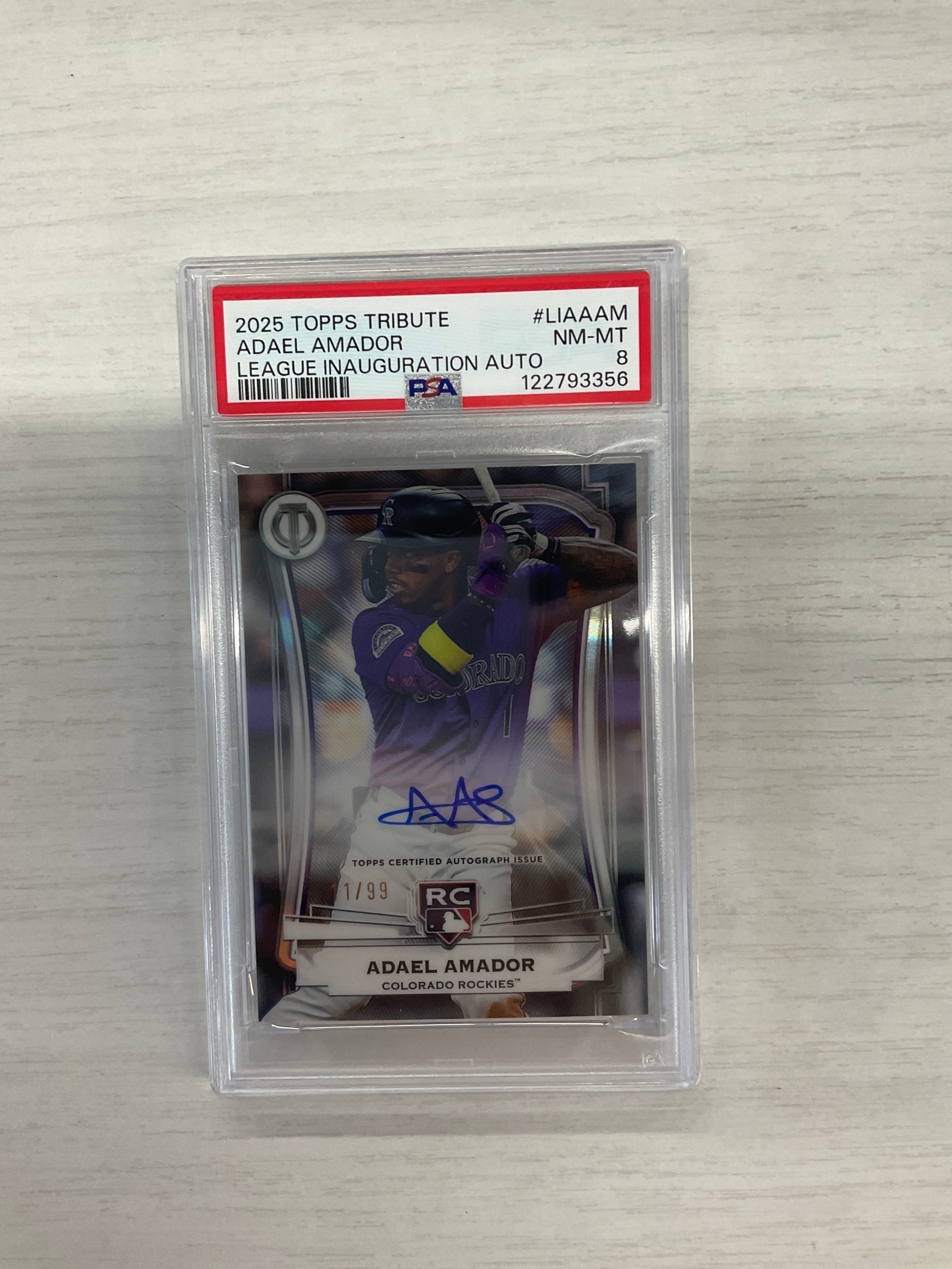 2025 Topps Tribute Adael Amador Auto /99 PSA 8