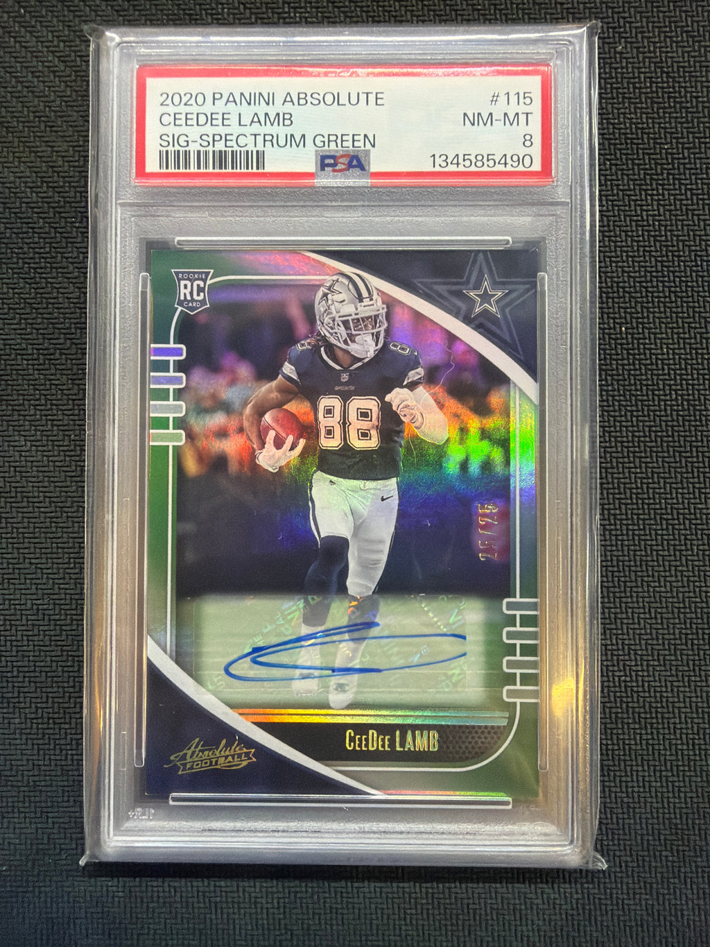 2020 Absolute CeeDee Lamb Rookie Auto Green /25 PSA 8 Cowboys