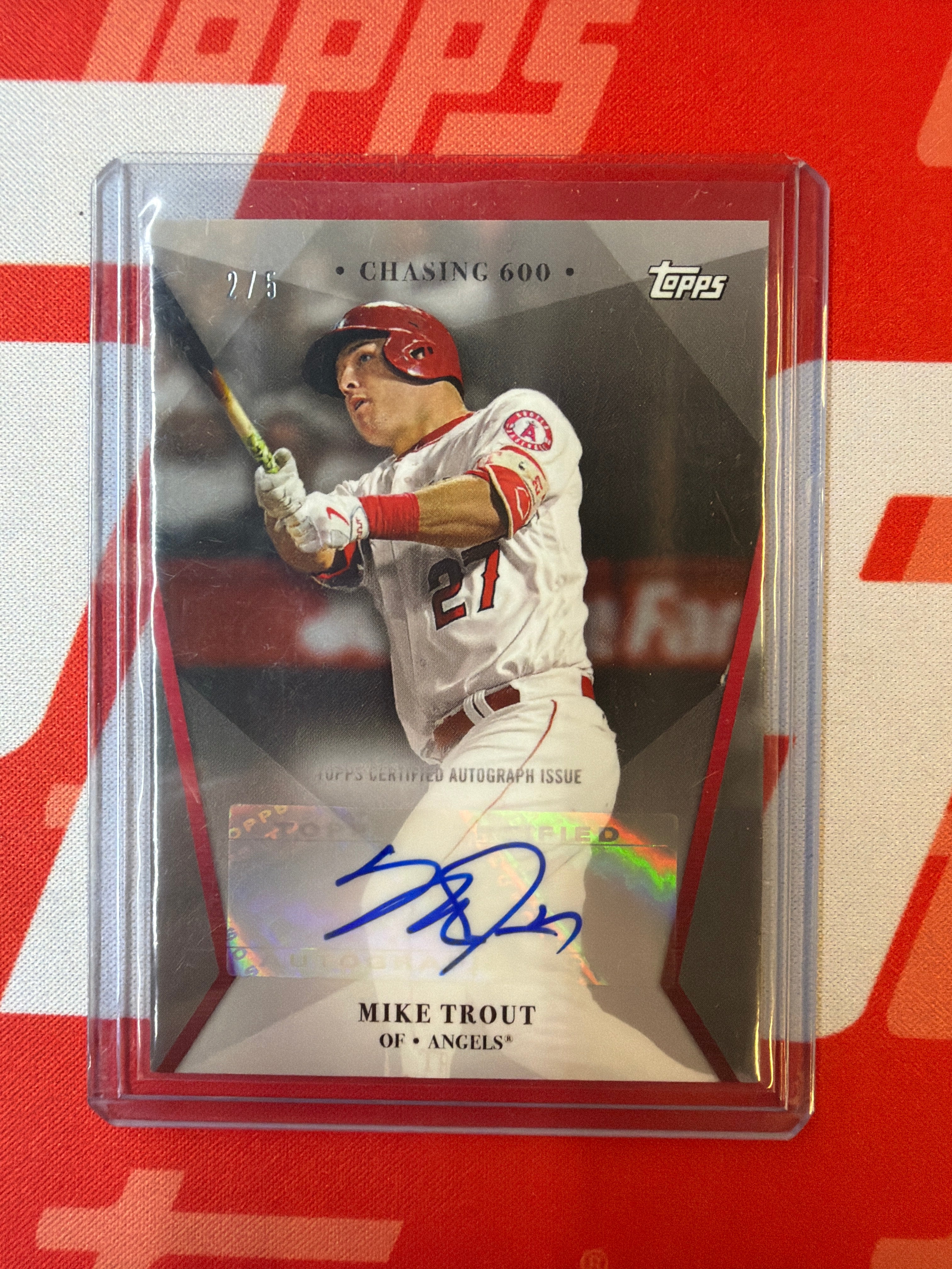 2017 Topps On Demand Mike Trout Auto /5 Chasing 600