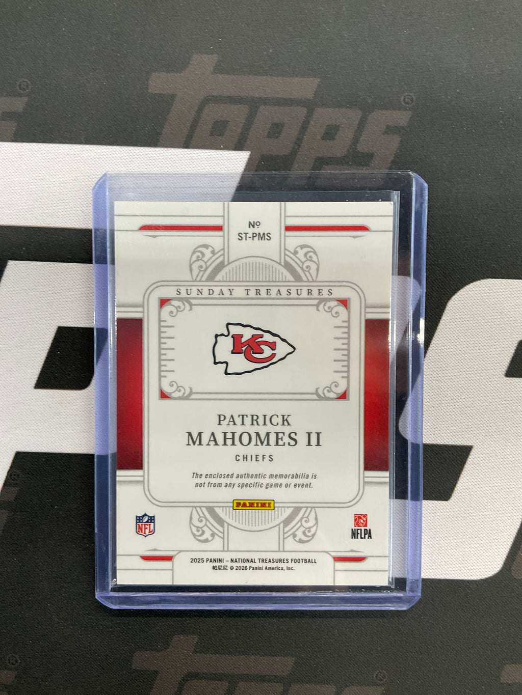 2025 Panini National Treasures Patrick Mahomes II Sunday Dual Patch /99