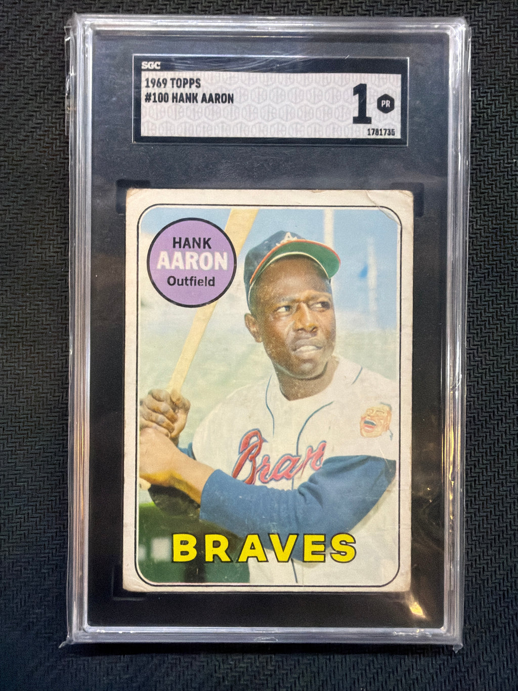 1969 Topps Hank Aaron #100 SGC 1 Braves