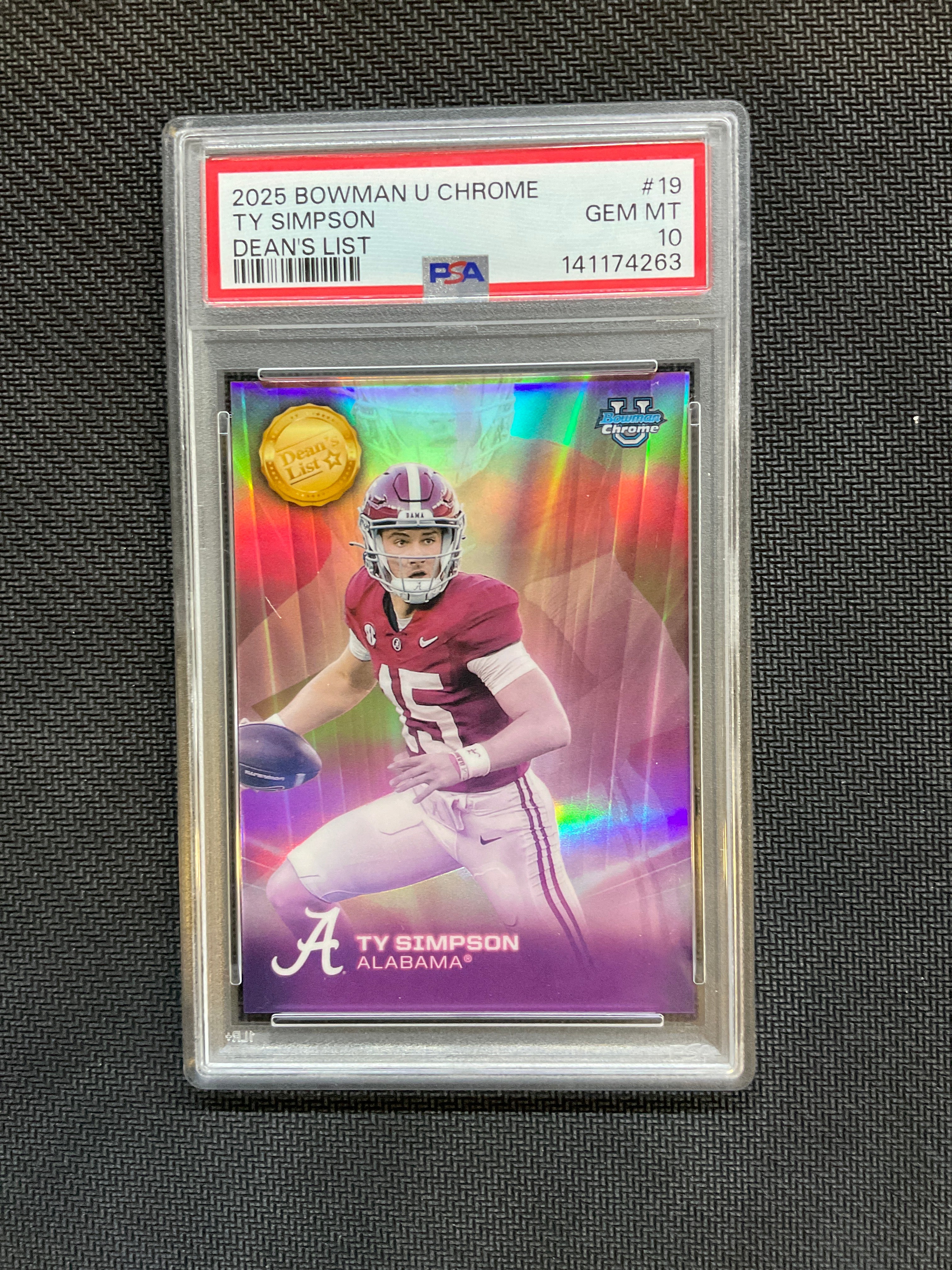 2025 Bowman U Chrome Ty Simpson Dean's List PSA 10 Case Hit Alabama 263