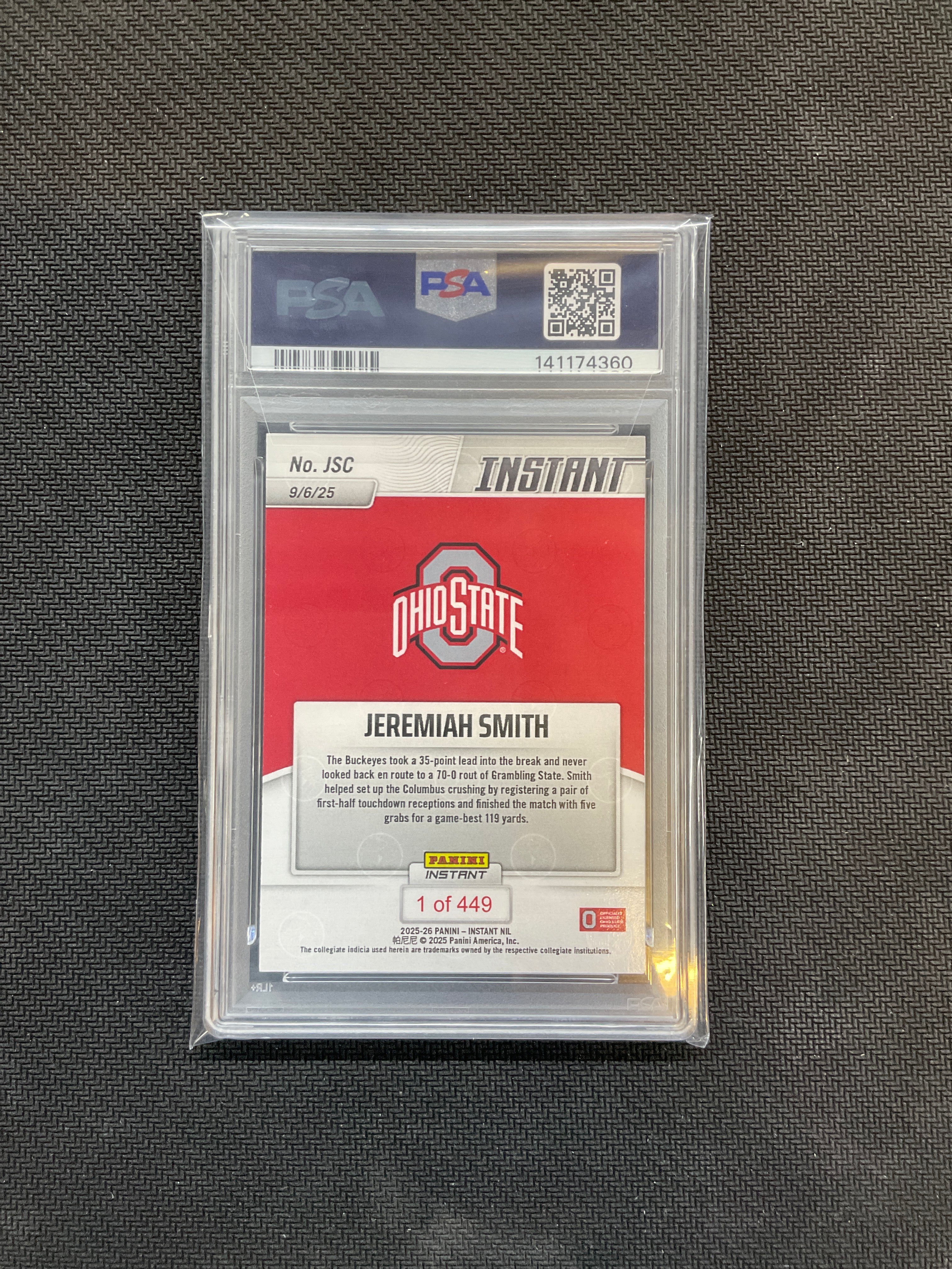 2025 Panini Instant Jeremiah Smith #JSC Rookie PSA 10 360