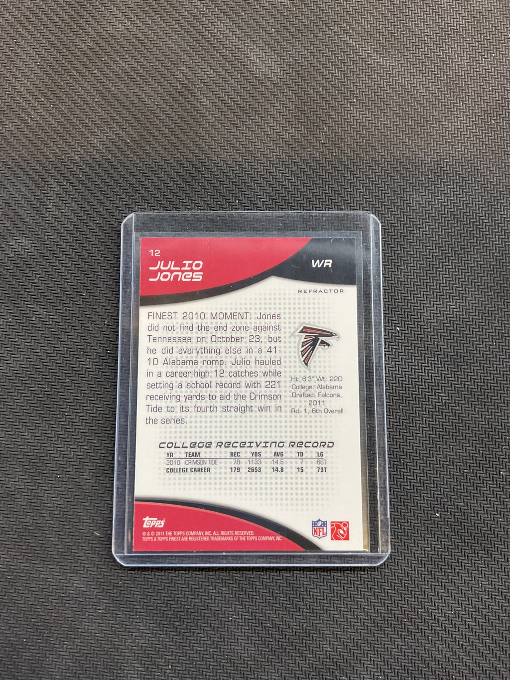 2011 Topps Finest Julio Jones Rookie Refractor Falcons