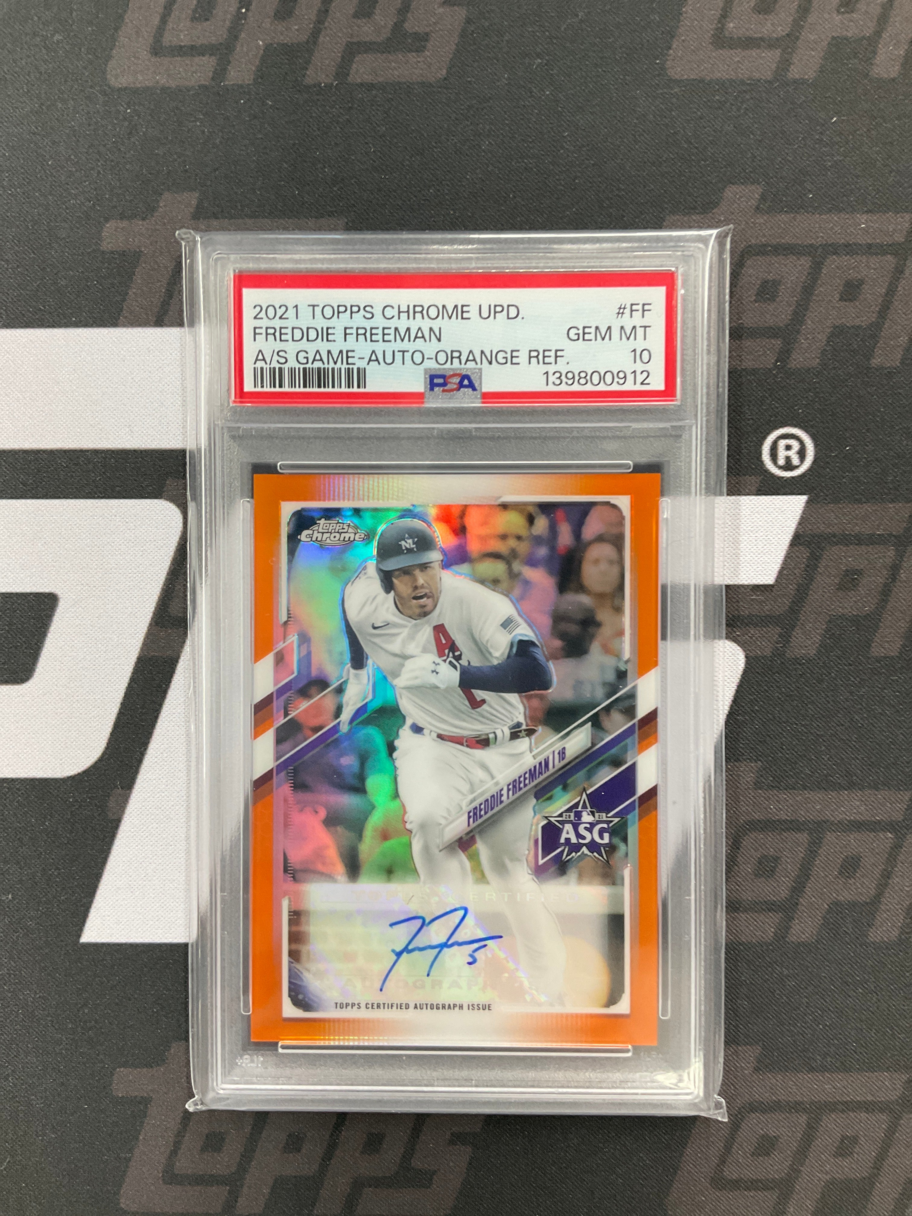 2021 Topps Chrome Freddie Freeman Orange Auto /25 PSA 10 Dodgers