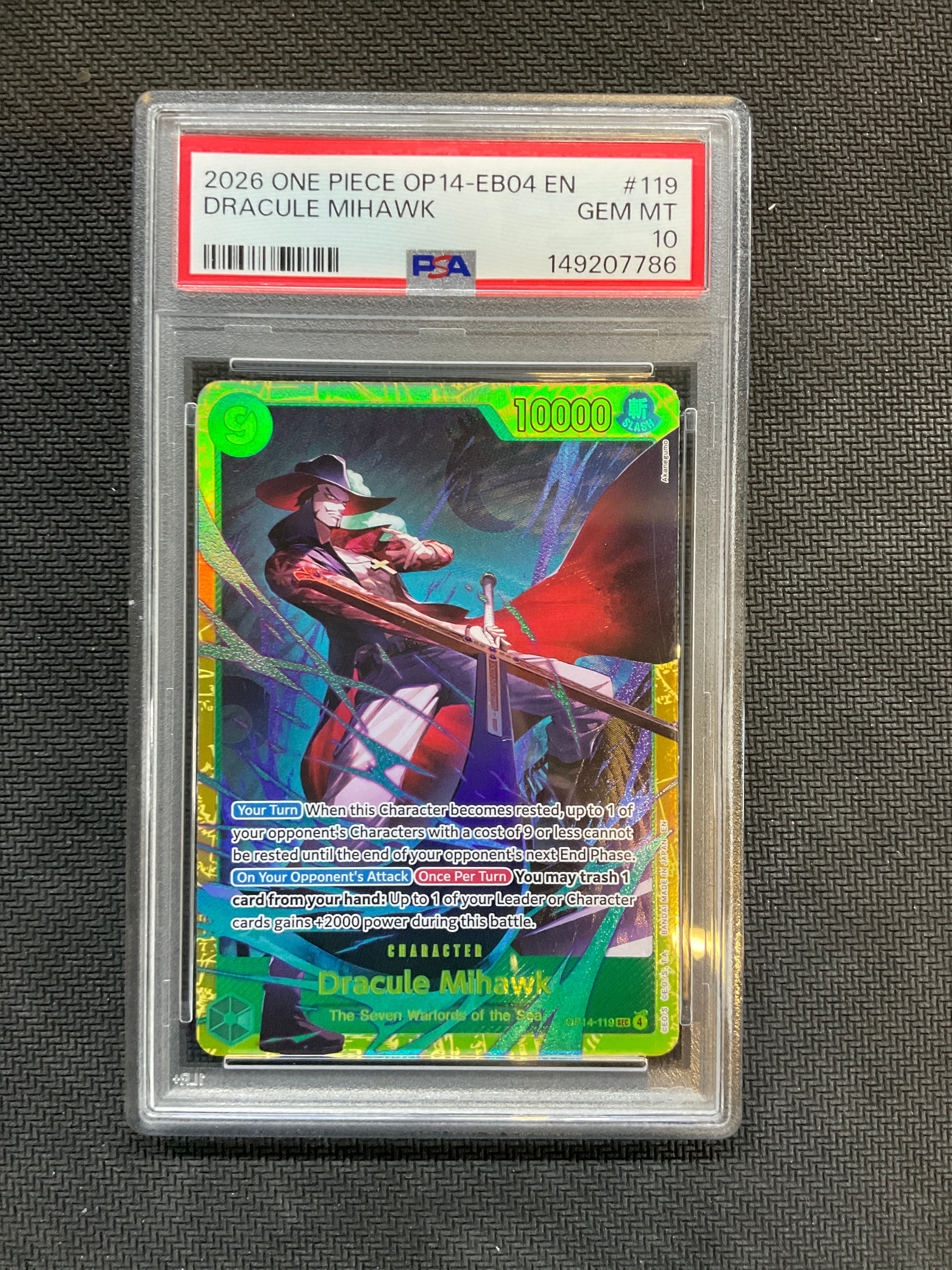 2026 One Piece OP14-EB04 Dracule Mihawk 119 PSA 10