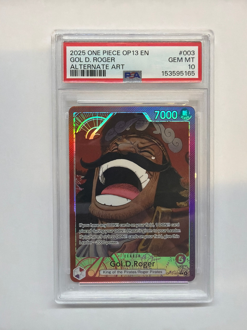 2025 One Piece OP13 Gol D Roger 003 Alt Art PSA 10