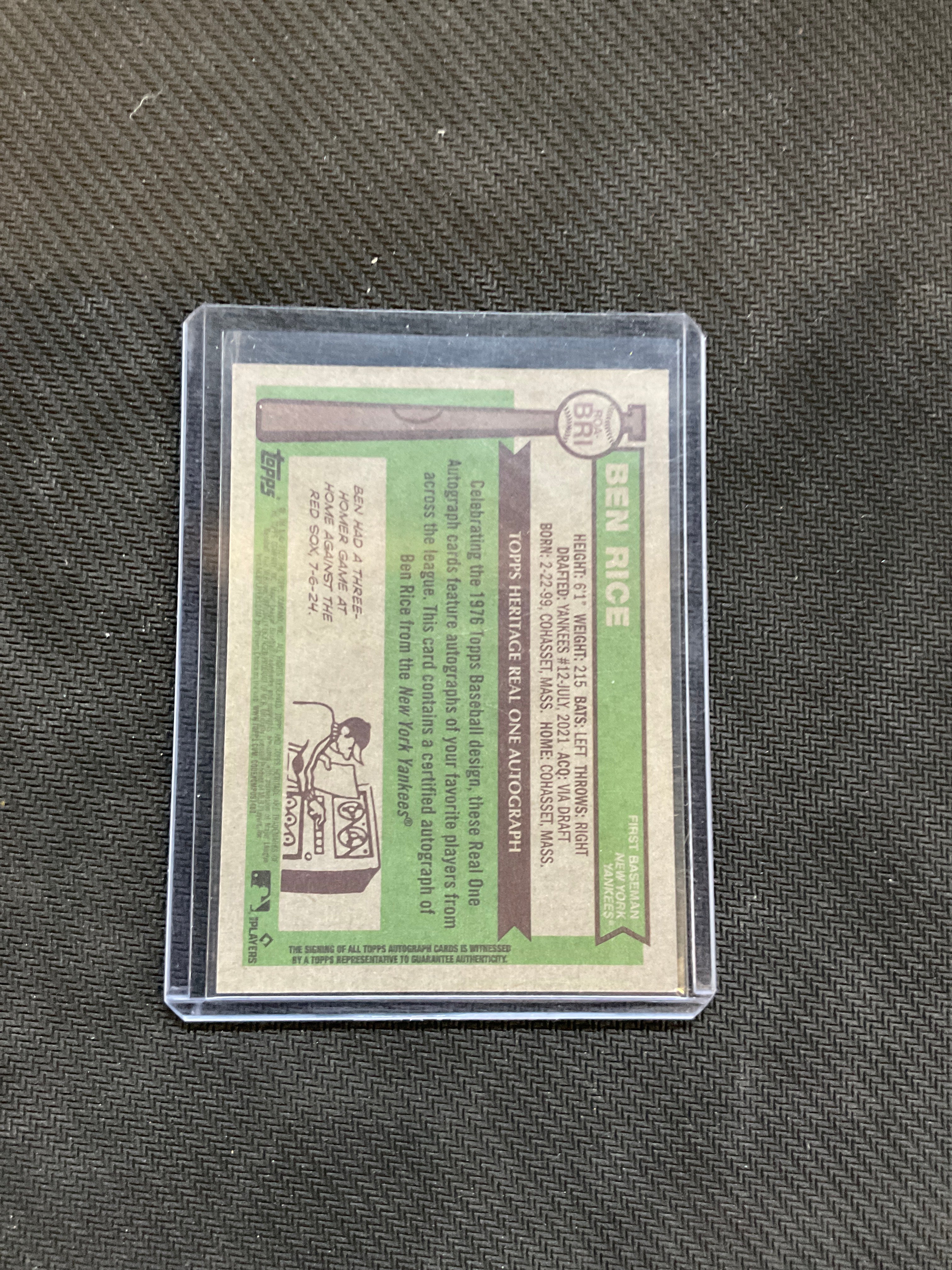 2025 Topps Heritage Ben Rice Real One Rookie Auto Blue Ink Yankees