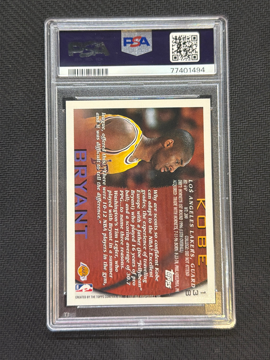 1996 Topps Kobe Bryant NBA 50th Rookie #138 PSA 8 Lakers 494
