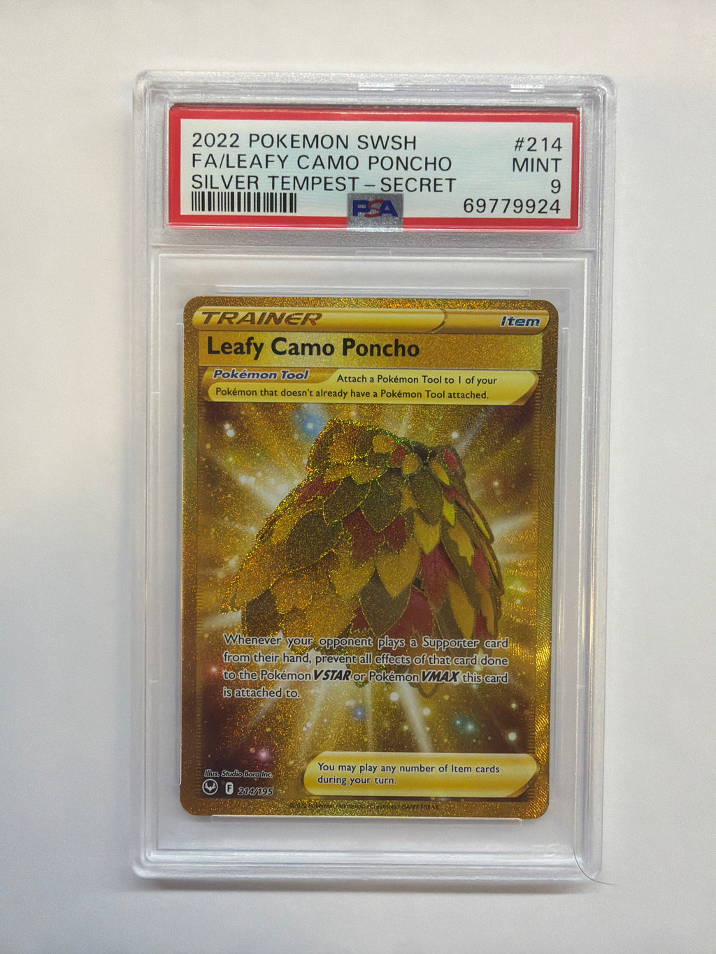 2022 Pokemon Silver Tempest Leafy Camo Poncho 214 PSA 9