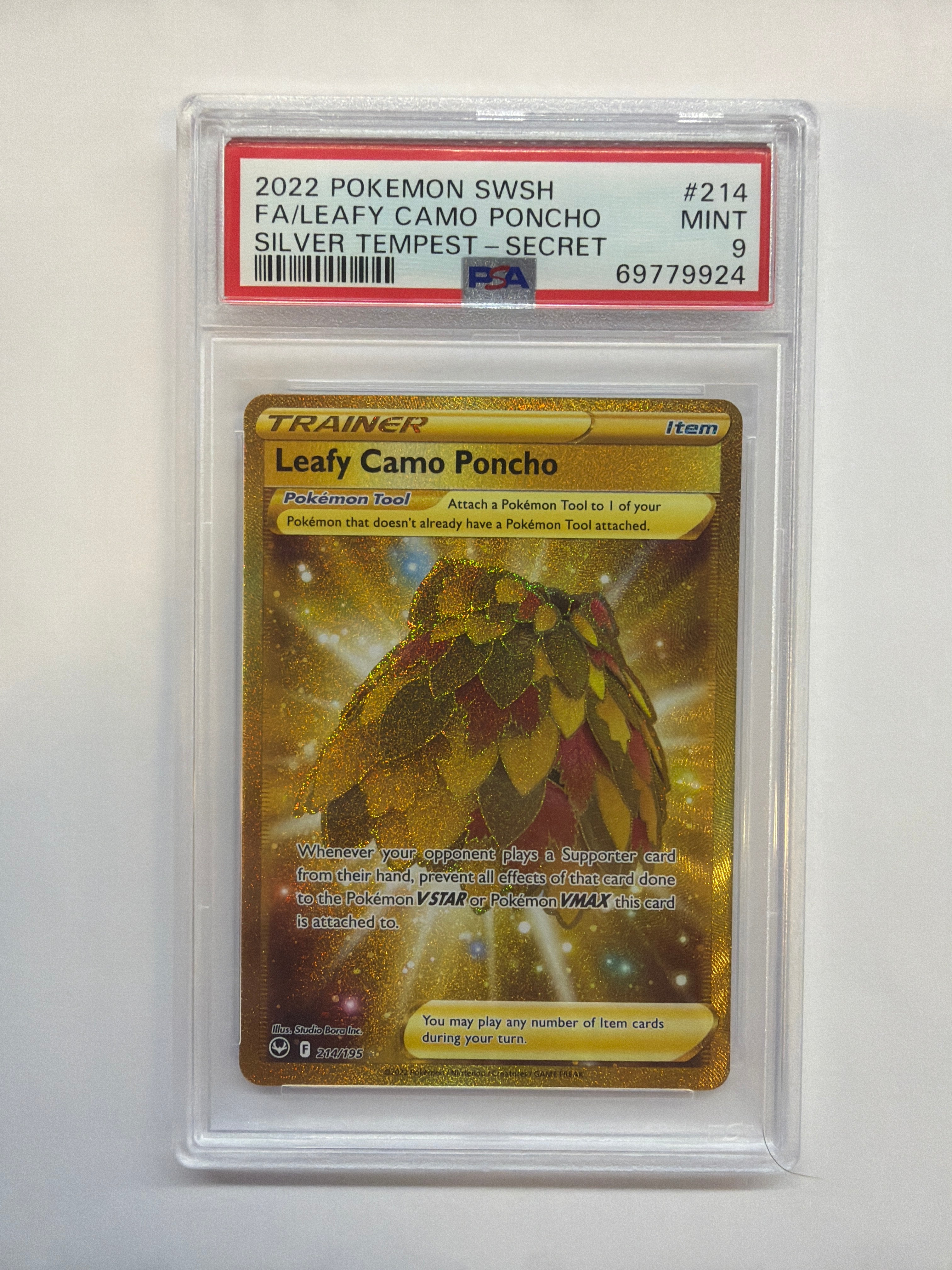 2022 Pokemon Silver Tempest Leafy Camo Poncho 214 PSA 9