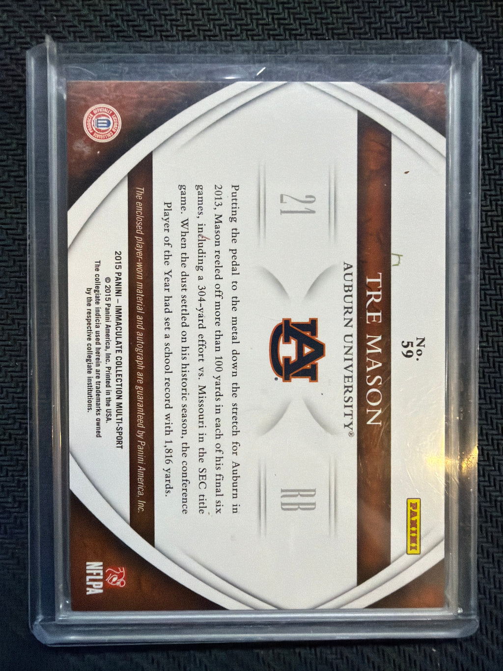 2015 Panini Immaculate Tre Mason Patch Auto /10 Auburn