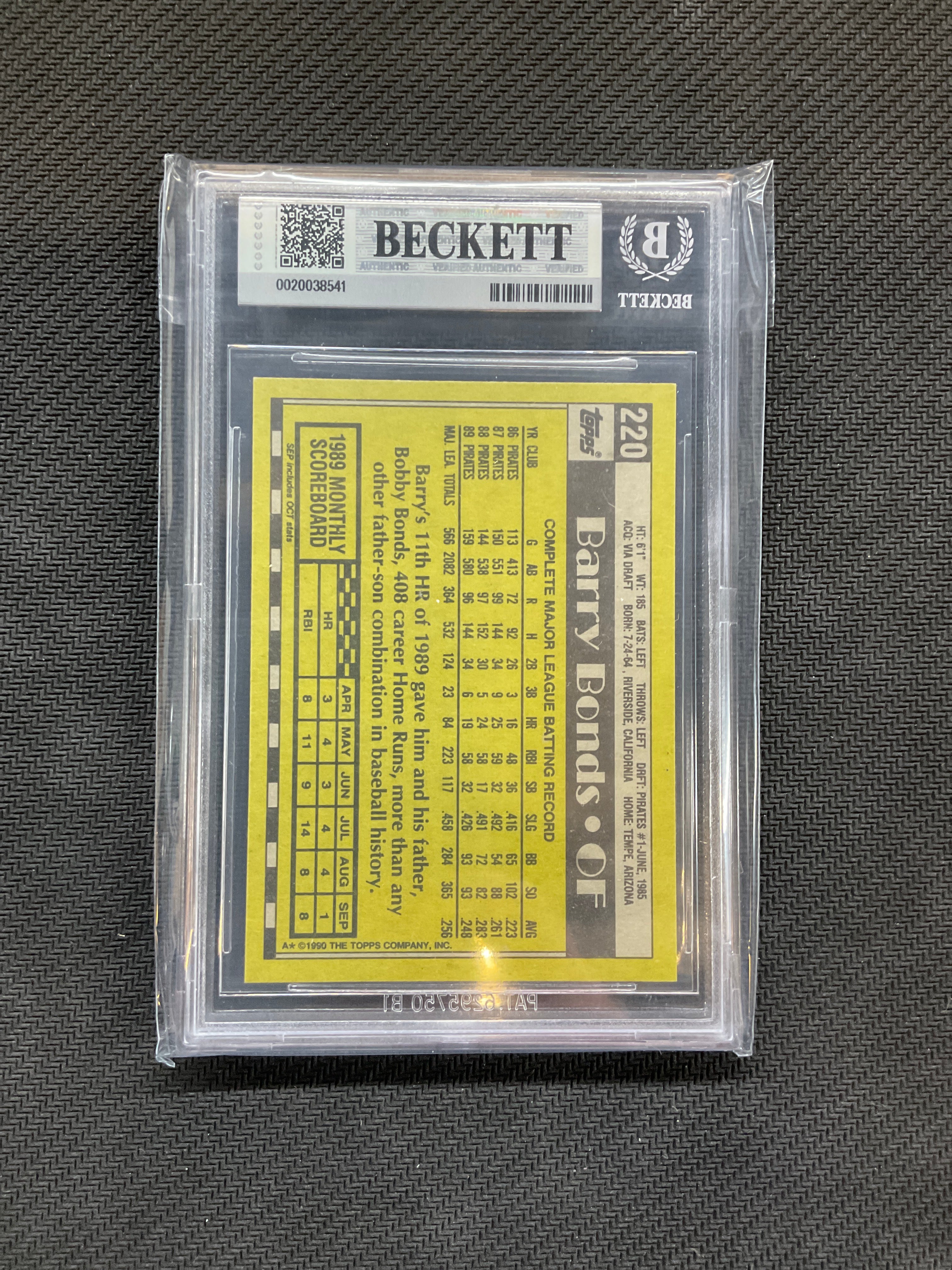 1990 Topps Barry Bonds BGS 9