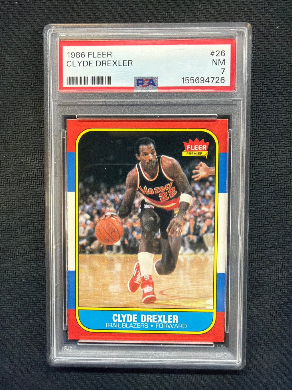 1986 Fleer Clyde Drexler #26 PSA 7 Trail Blazers