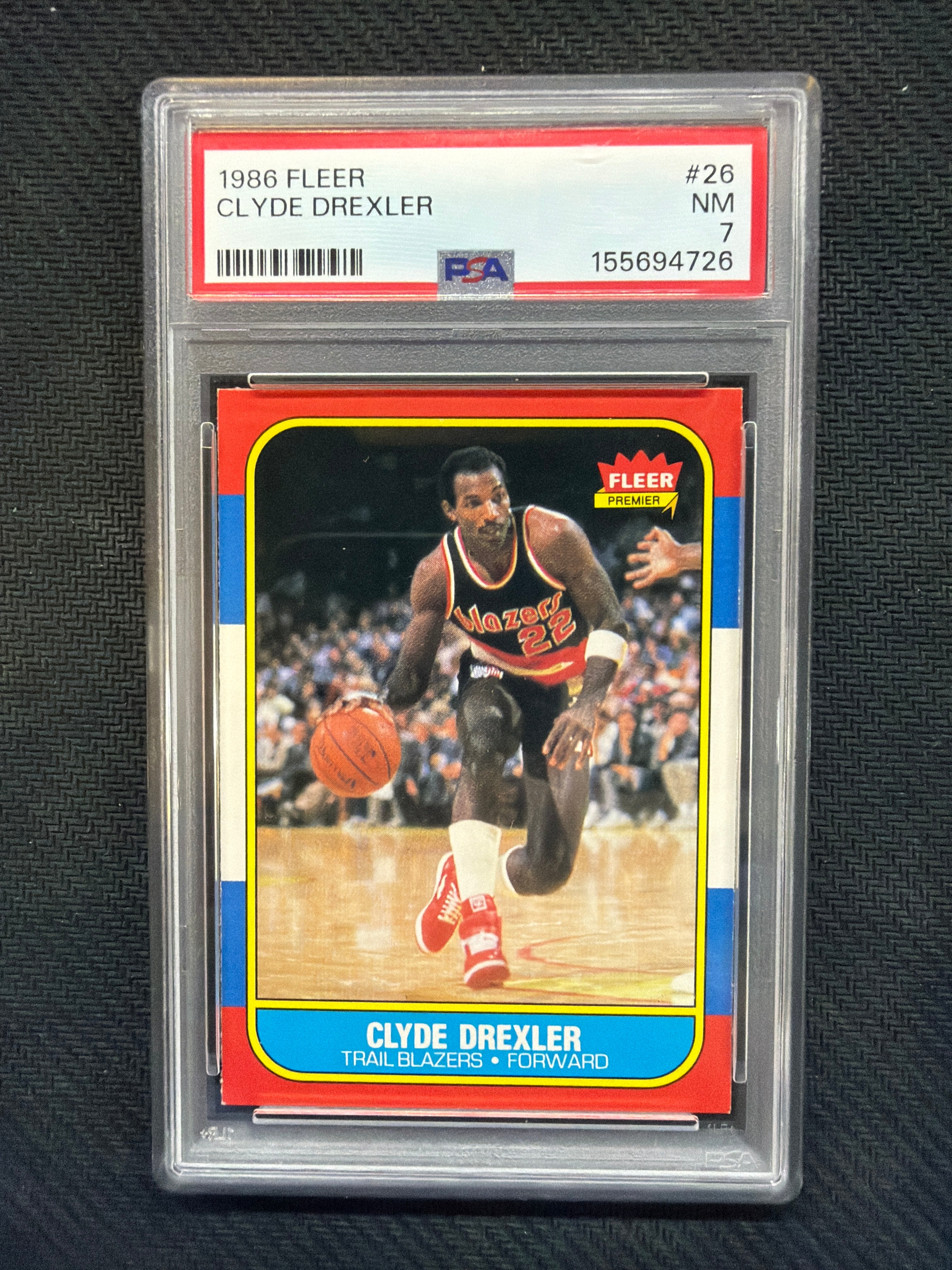 1986 Fleer Clyde Drexler #26 PSA 7 Trail Blazers