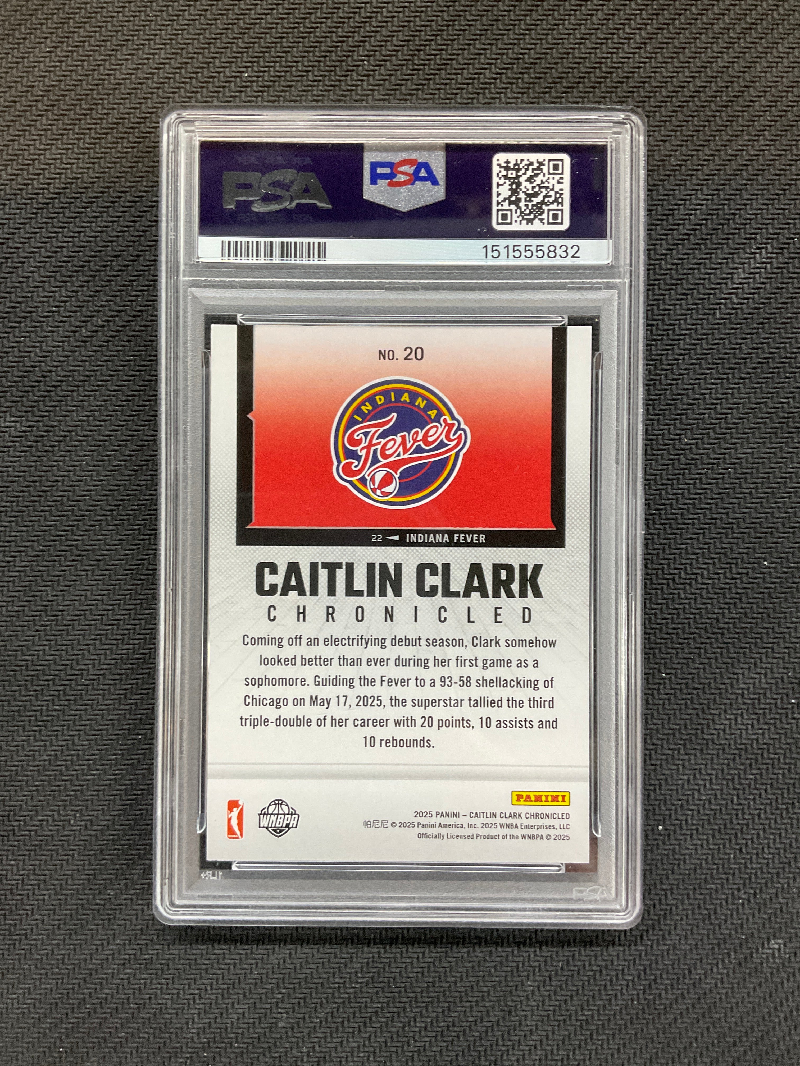 2025 Panini Caitlin Clark Chronicles Triple Double In Home Opener #20 PSA 9 832