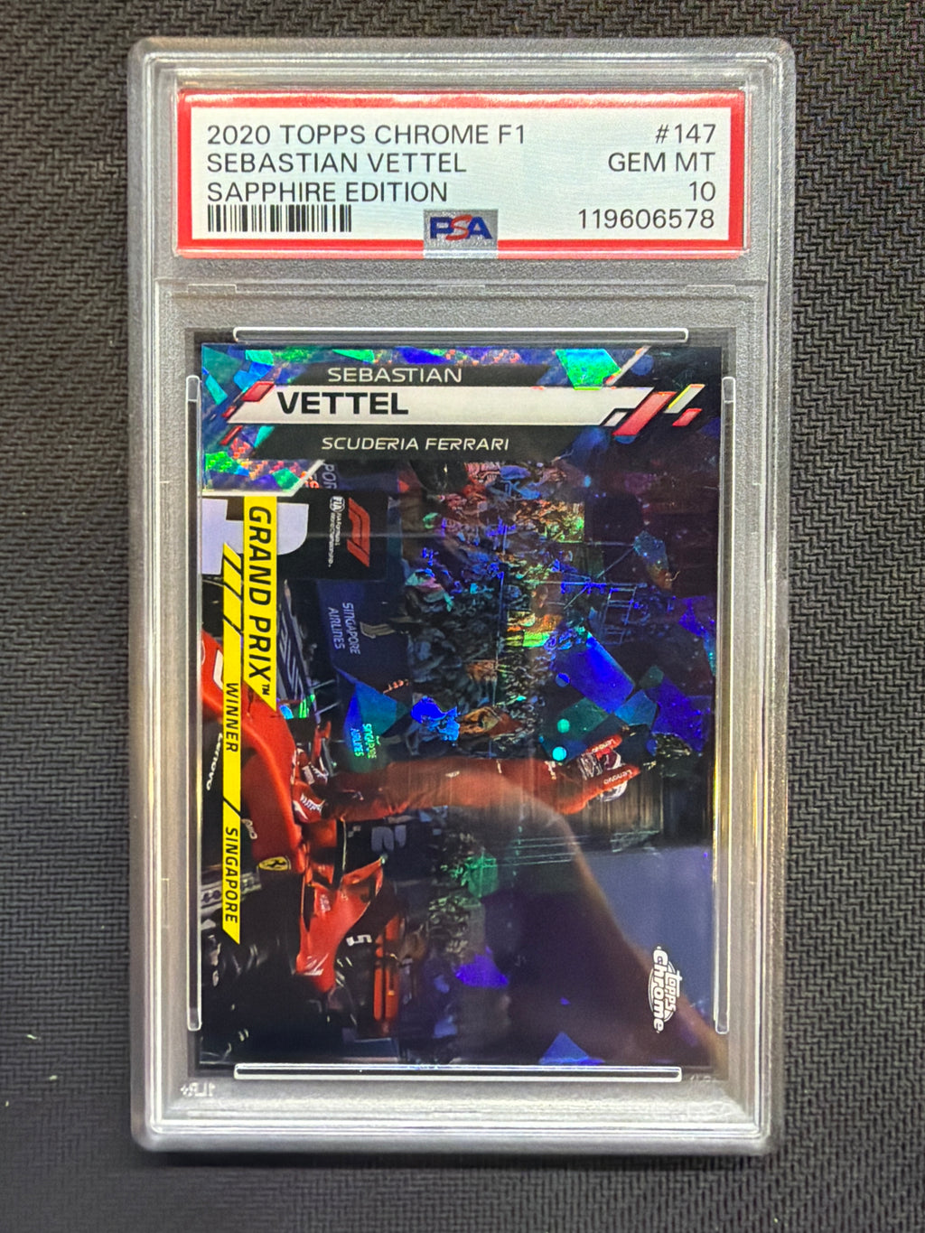 2020 Topps Chrome F1 Sapphire Sebastian Vettel #147 PSA 10 578