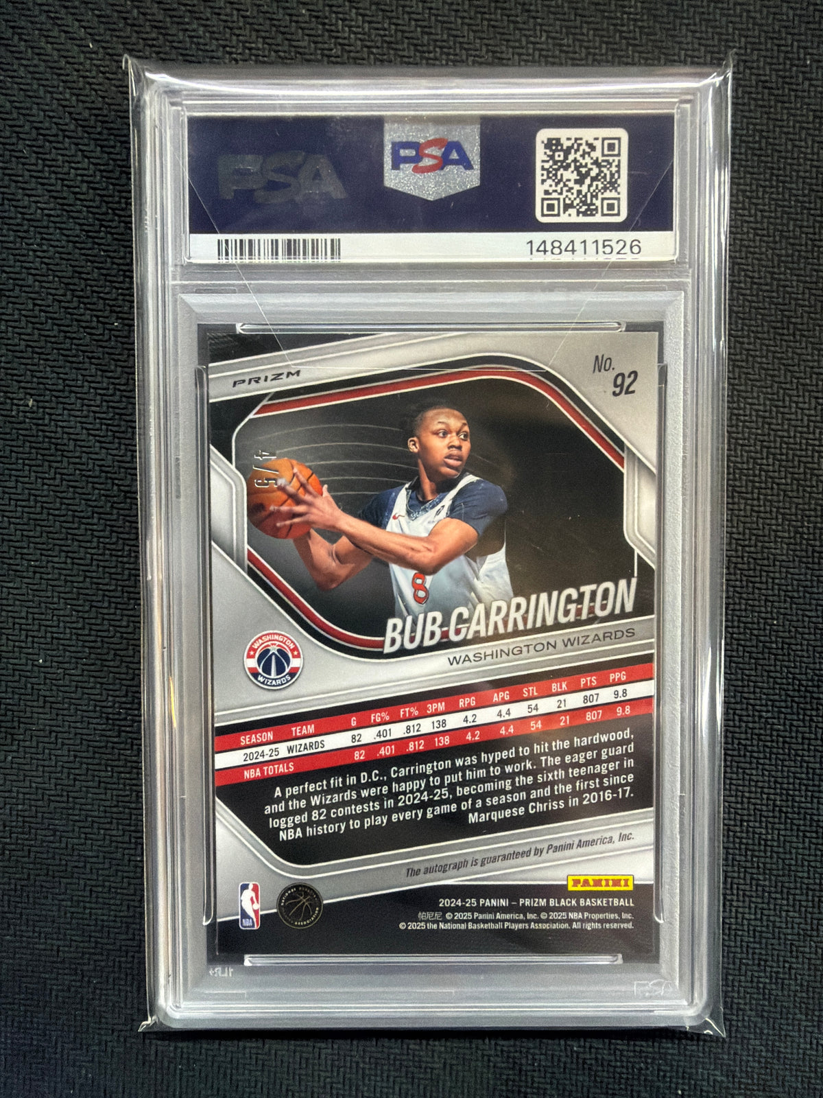 2024 Prizm Black Bub Carrington Gold Vinyl Auto /5 PSA 9 526