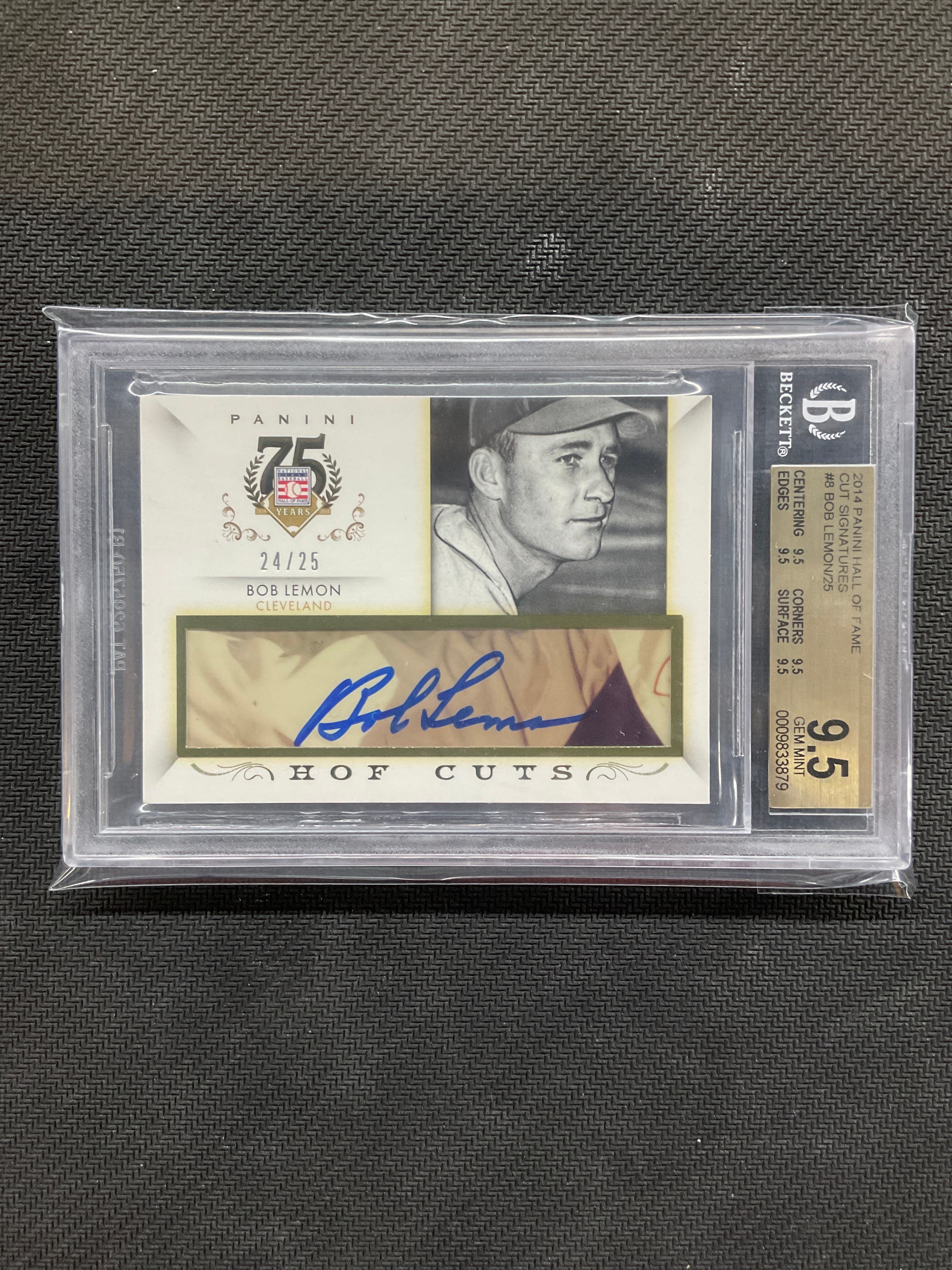 2014 Panini Hall Of Fame Cut Signatures Bob Lemon /25 BGS 9.5