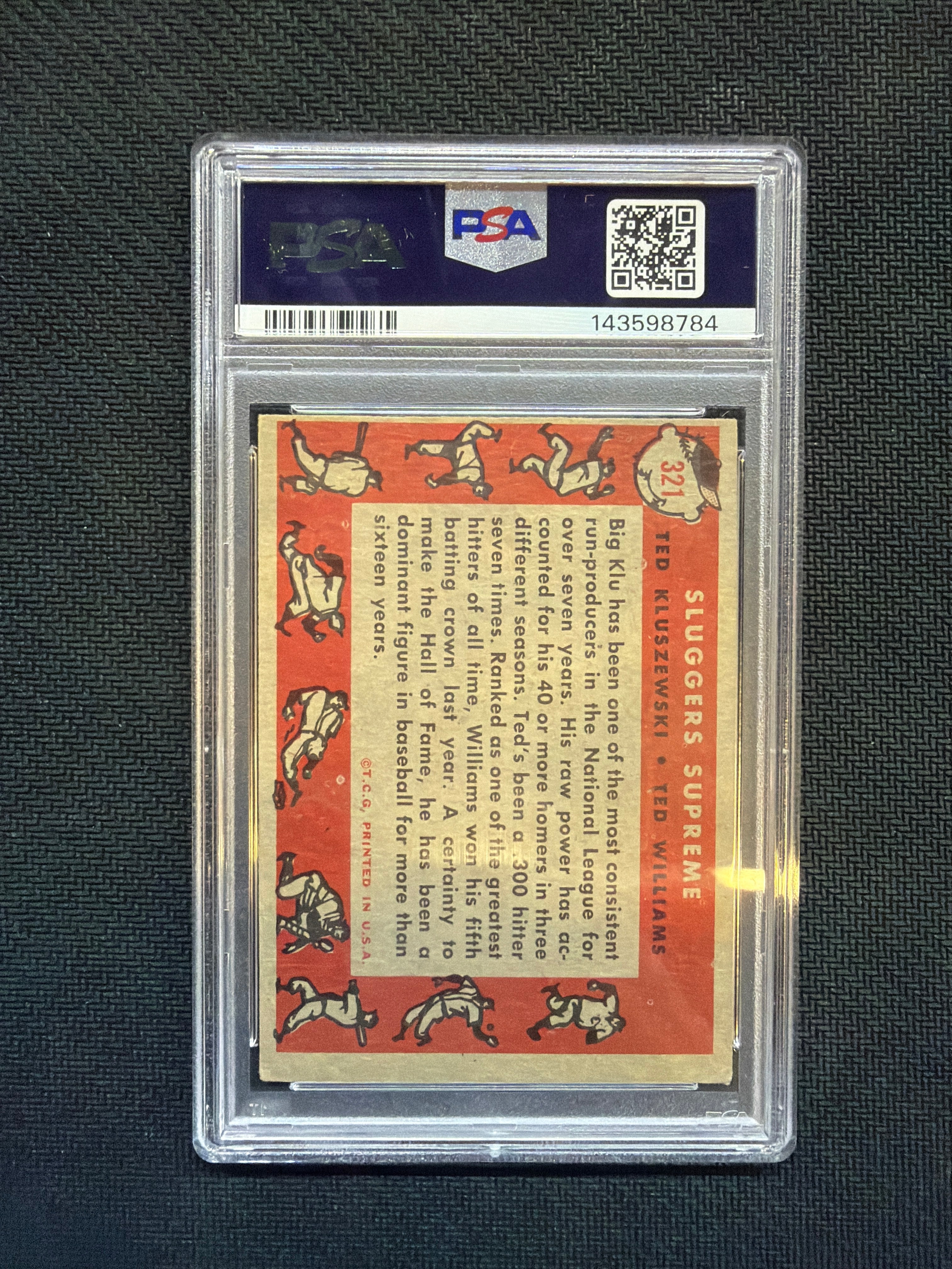 1958 Topps Sluggers Supreme Kluszewski Williams PSA 4