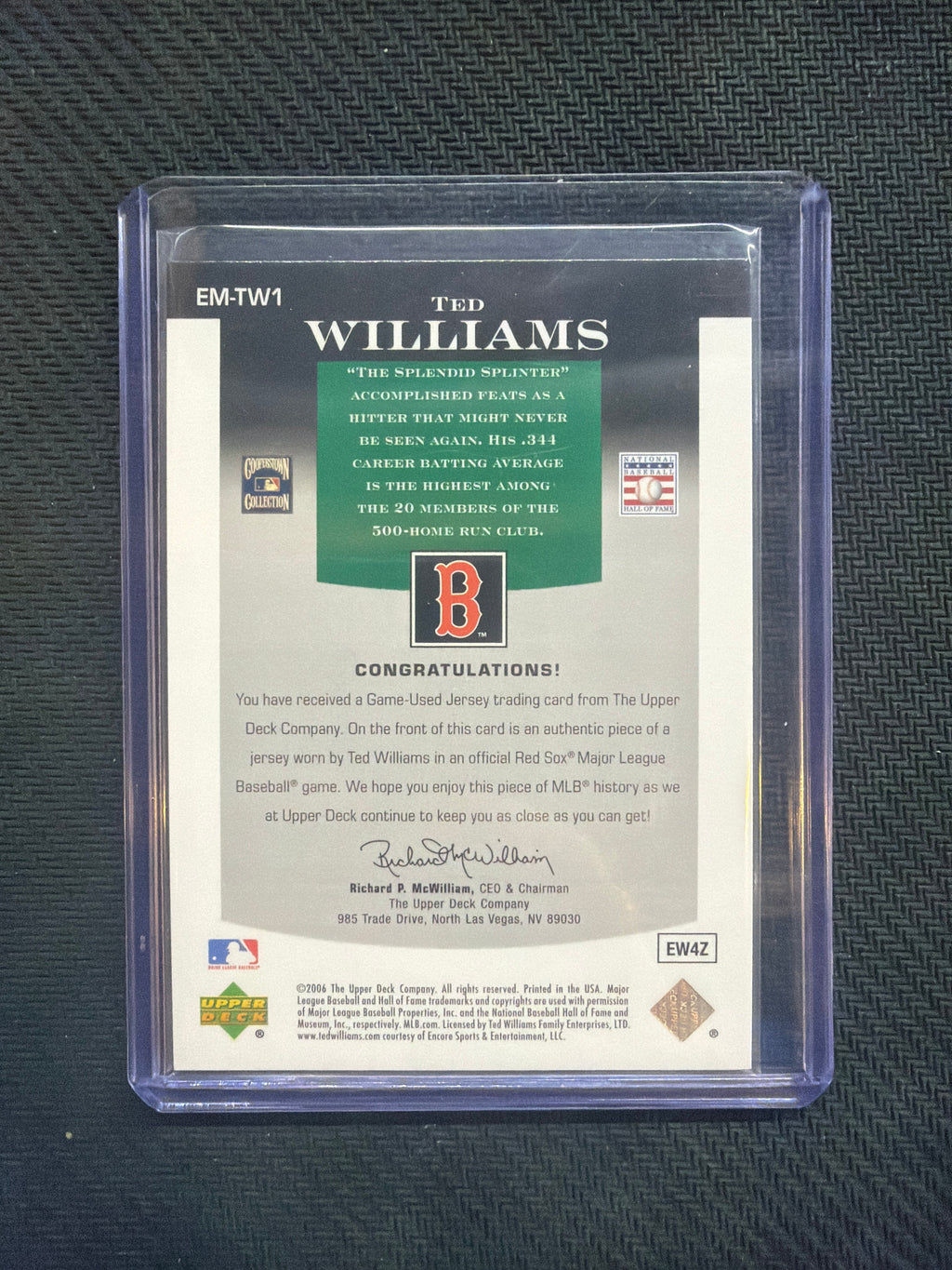 2006 Upper Deck Ted Williams Epic Materials /75 GAME USED