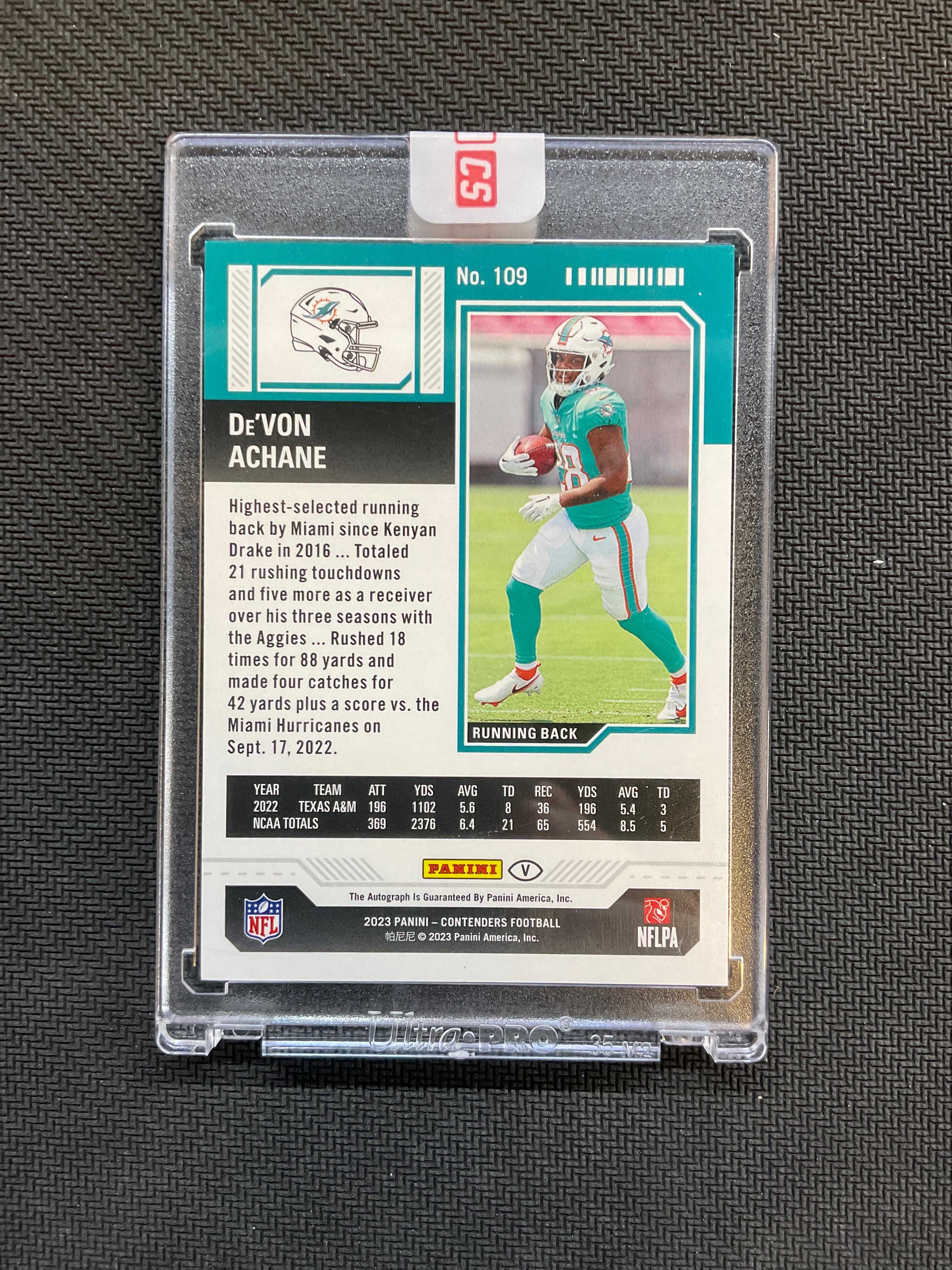 2023 Panini Contenders De'Von Achane Rookie Auto /75 Dolphins