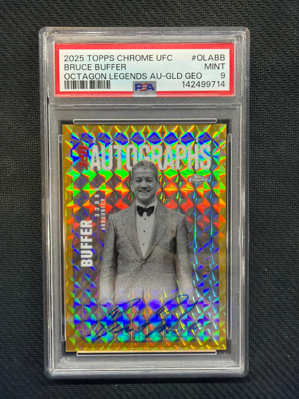 2025 Topps Chrome UFC Bruce Buffer Auto /50 Gold PSA 9