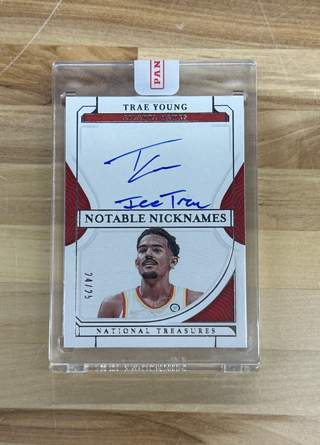 2022 National Treasures Trae Young Nicknames Auto Ice Trae /25