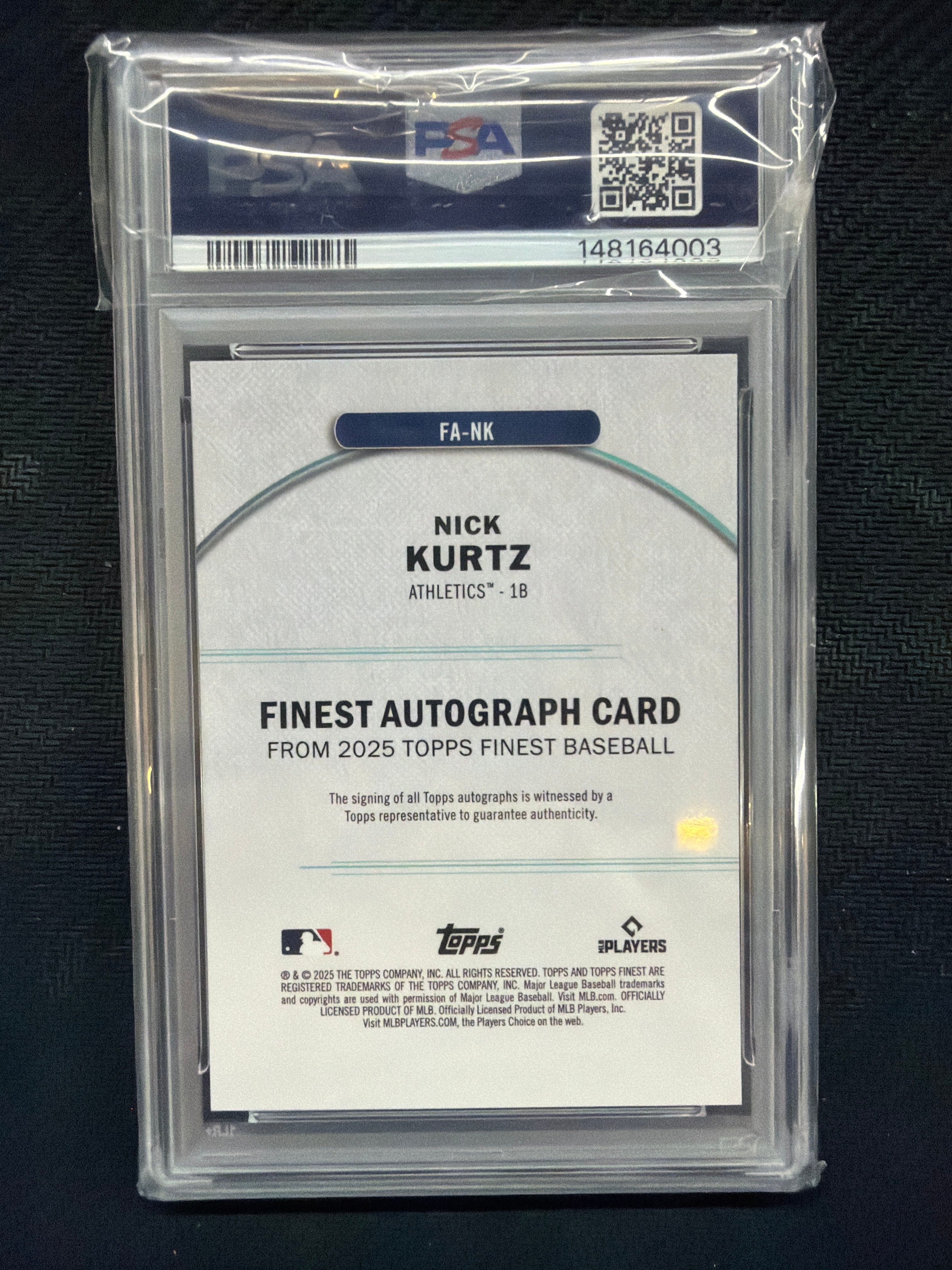 2025 Topps Finest Nick Kurtz gold Auto /50 PSA 9 A's