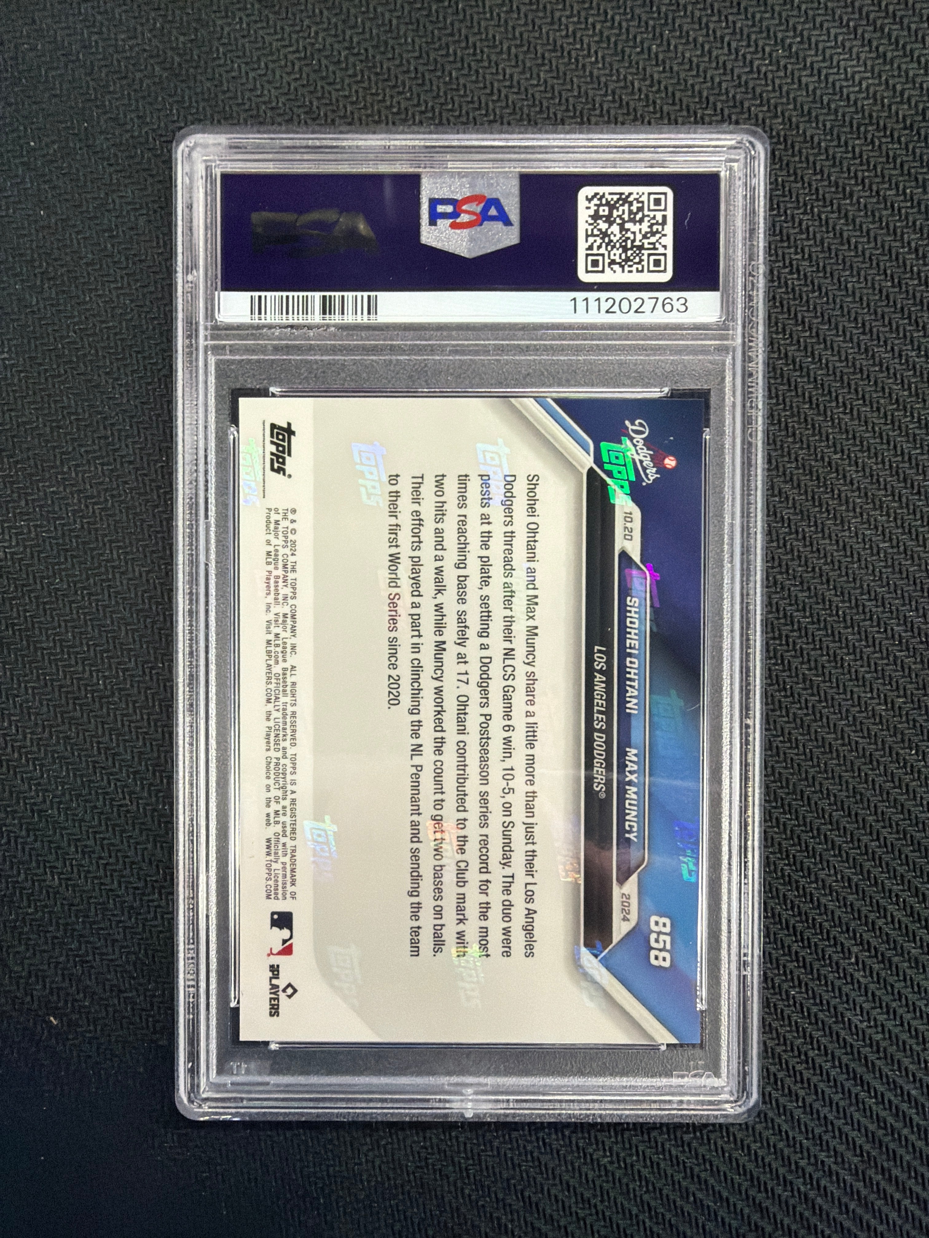 2024 Topps Now Shohei Ohtani / Muncy PSA 10 Dodgers